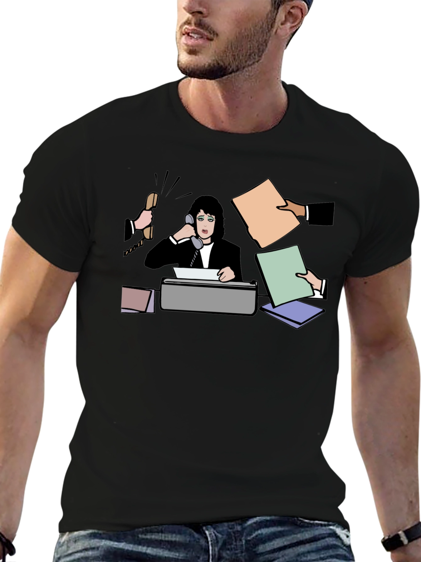 Busy Office Lady T-Shirt - Black