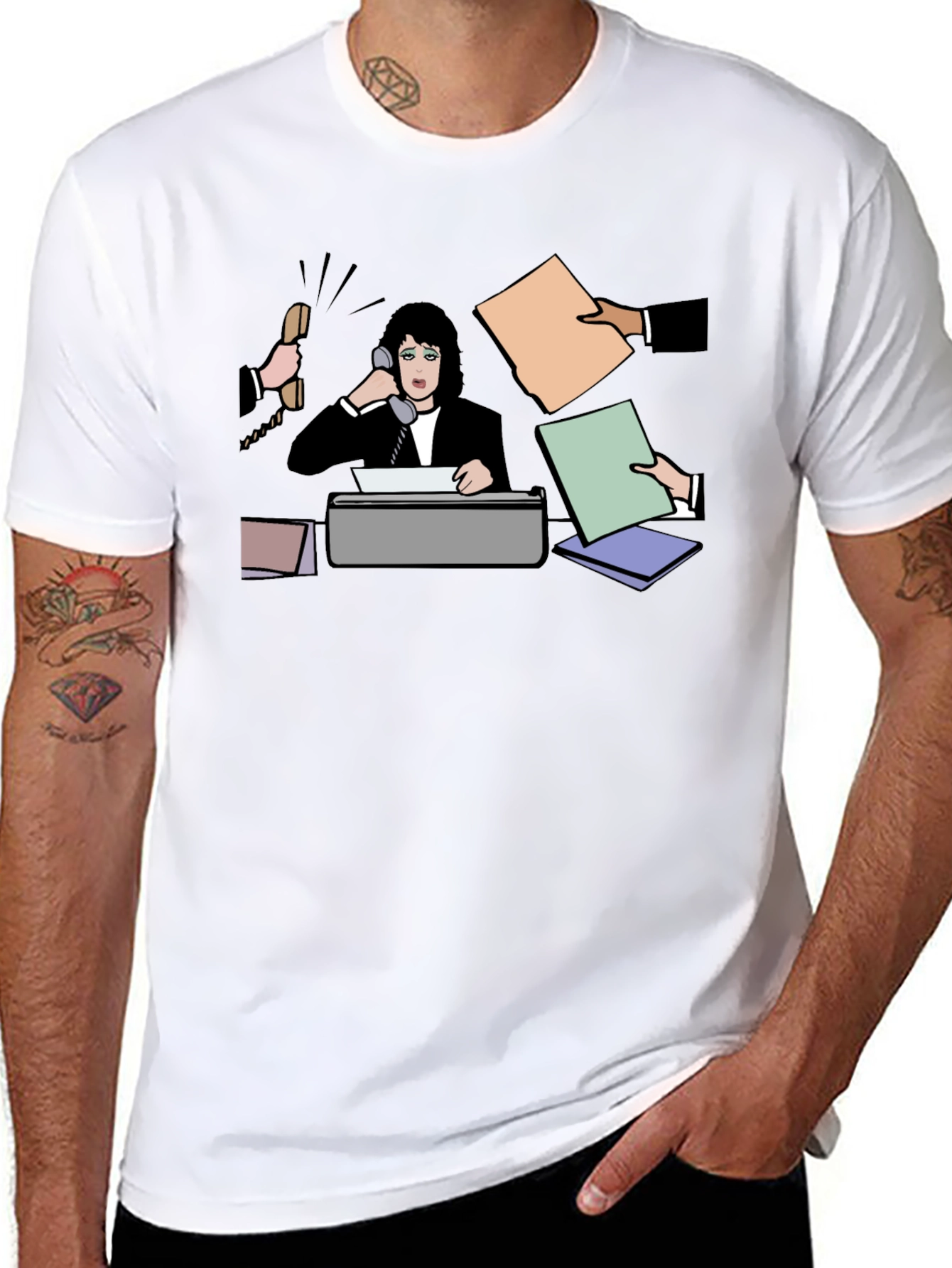 Busy Office Lady T-Shirt - Black