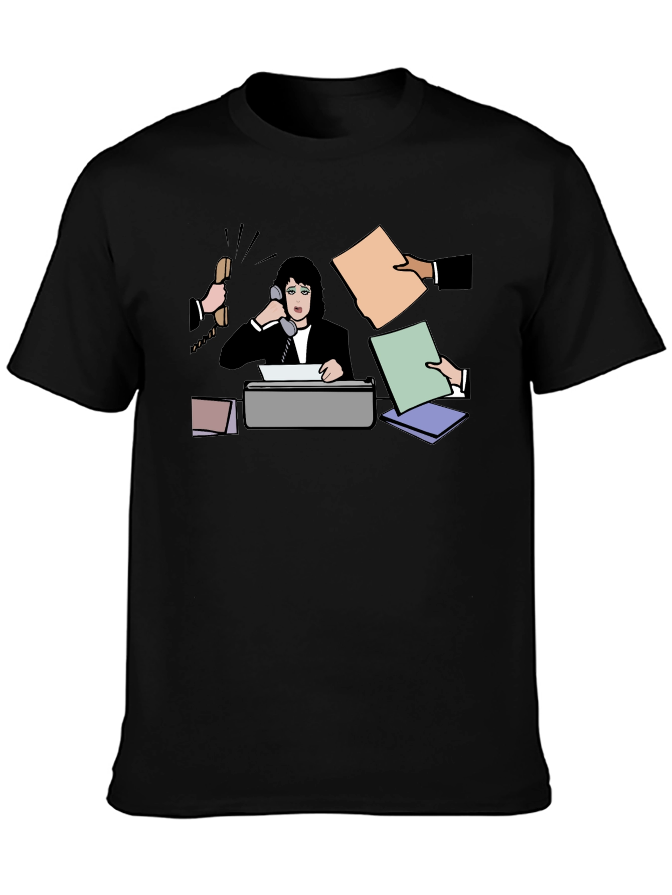 Busy Office Lady T-Shirt - Black