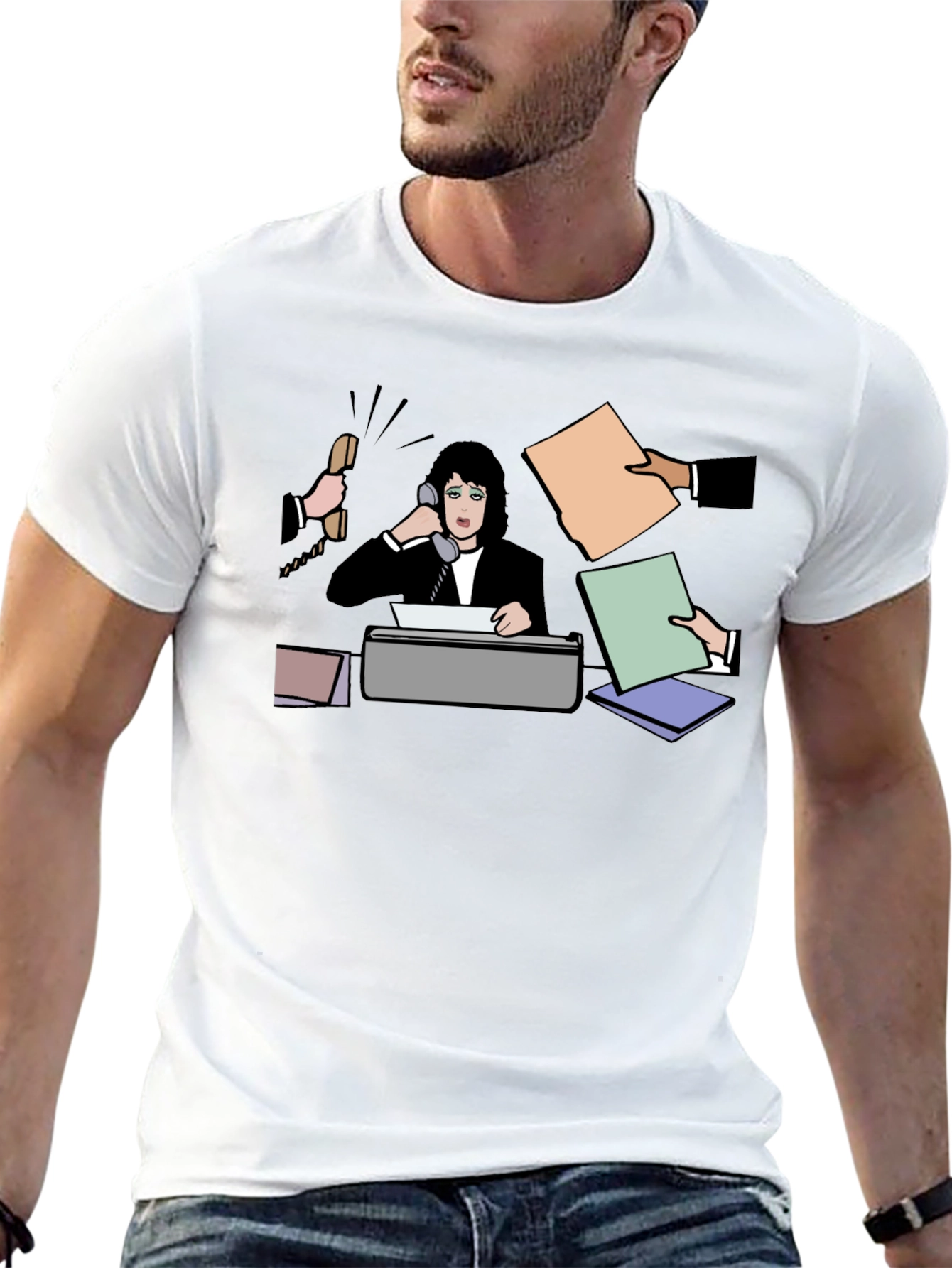 Busy Office Lady T-Shirt - Black