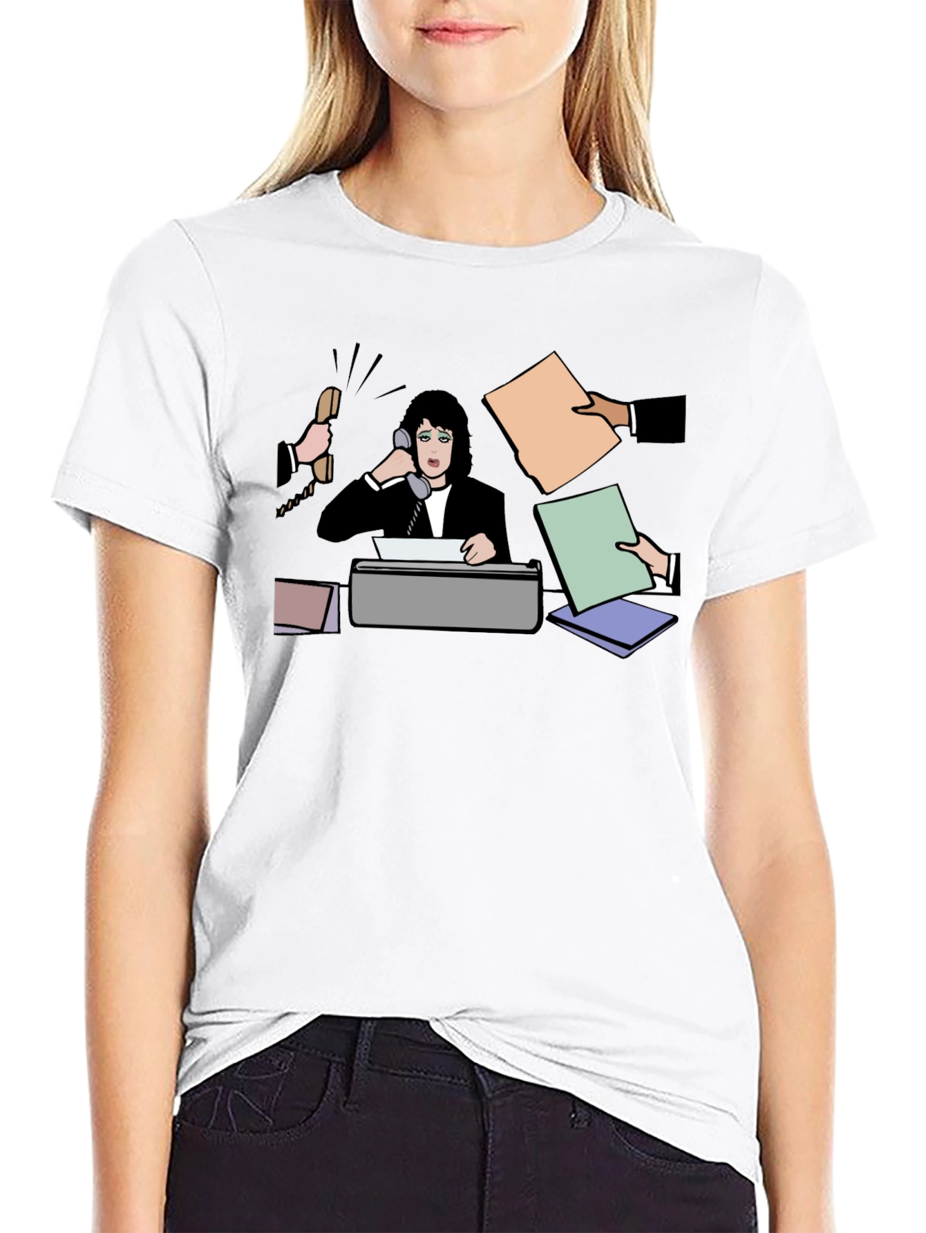 Busy Office Lady T-Shirt - Black