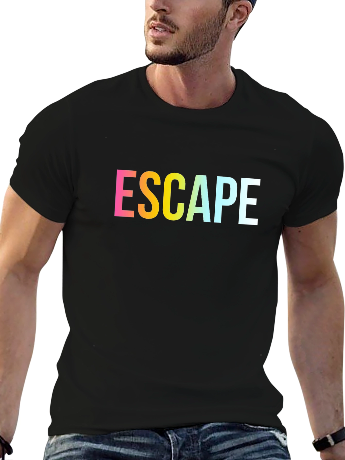 Escape Graphic Print Black T-Shirt