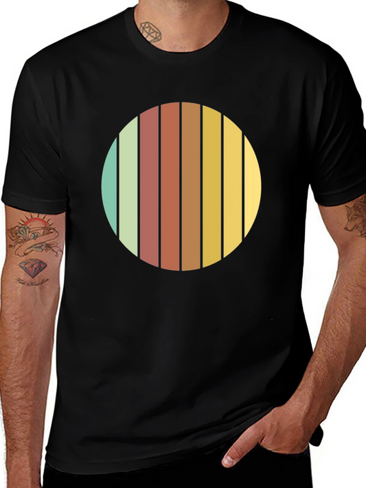 Retro Striped Circle Tee - Vintage Style Graphic T-Shirt