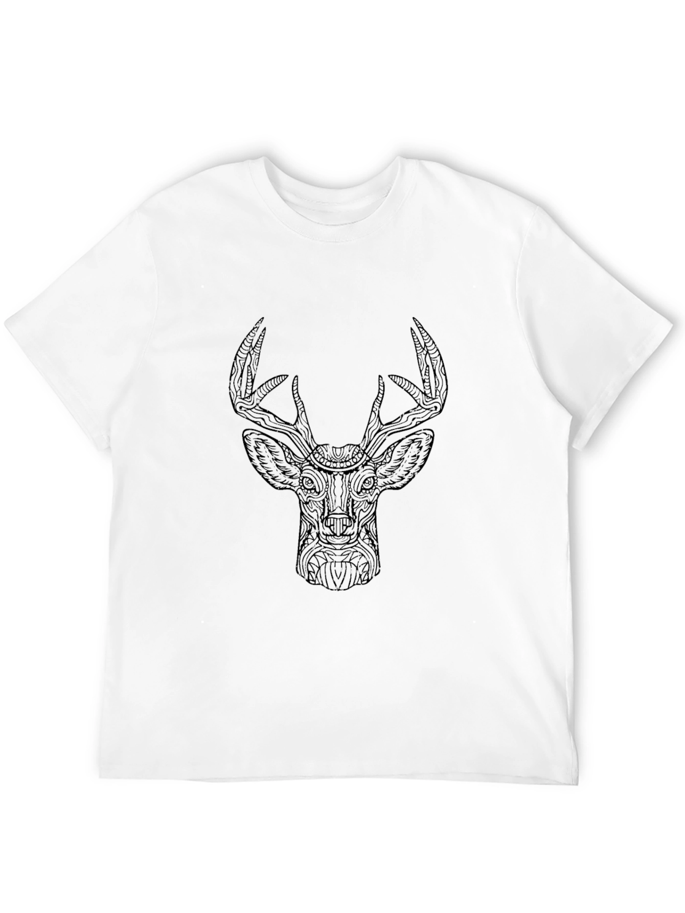 Mens Black T-Shirt with Deer Head Design
