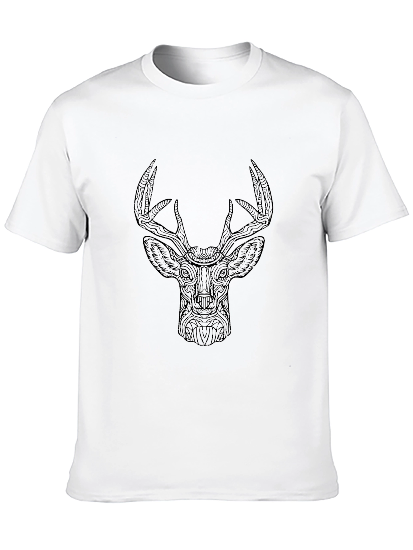 Mens Black T-Shirt with Deer Head Design