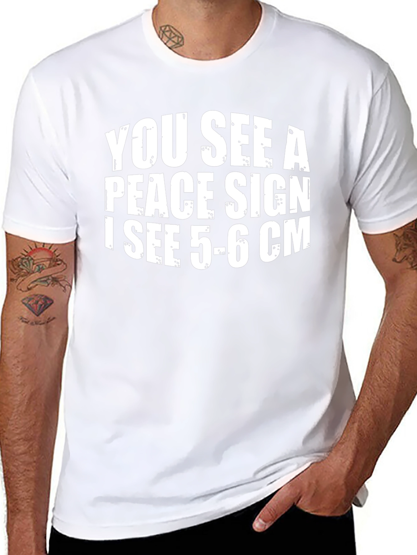 Funny Peace Sign 5-6cm Graphic T-Shirt