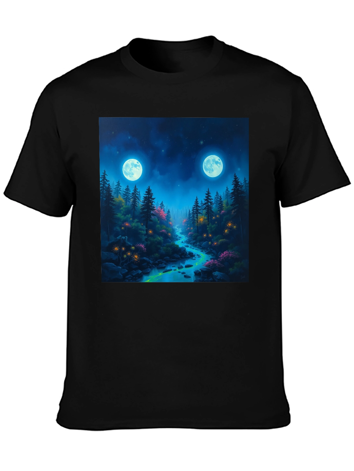 Mystical Forest Moonlit River Graphic Tee