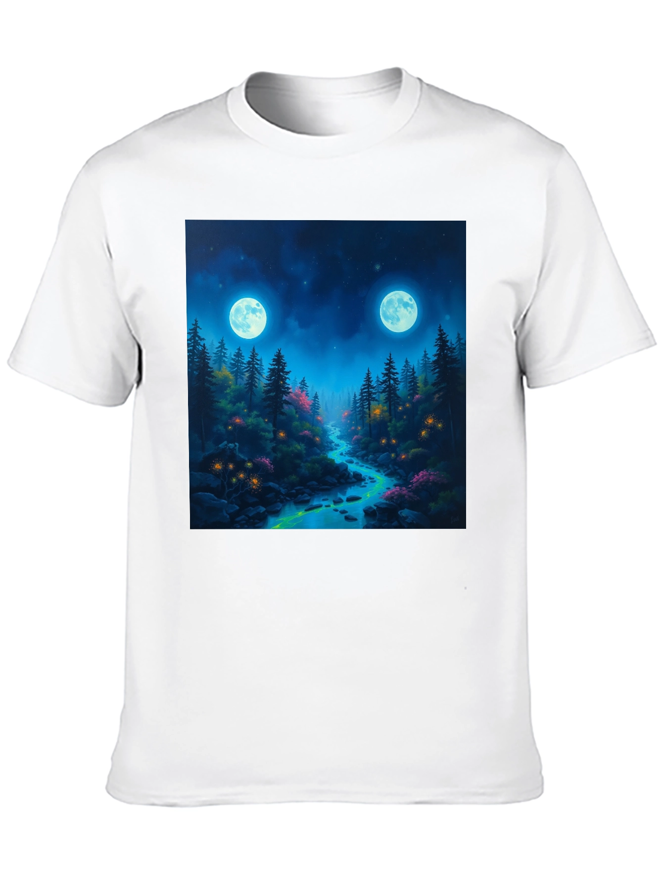 Mystical Forest Moonlit River Graphic Tee