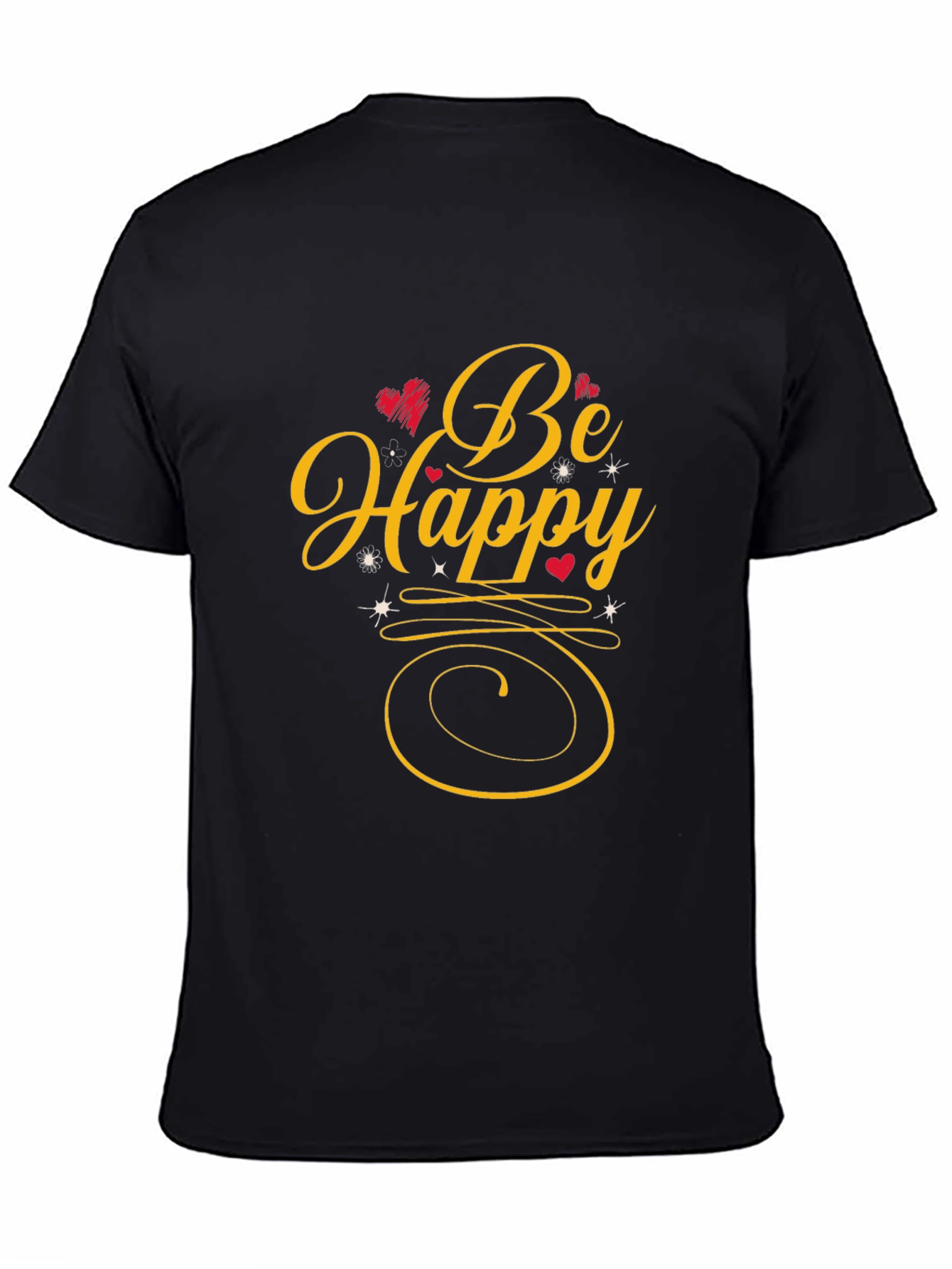 Be Happy Graphic Print Black T-Shirt