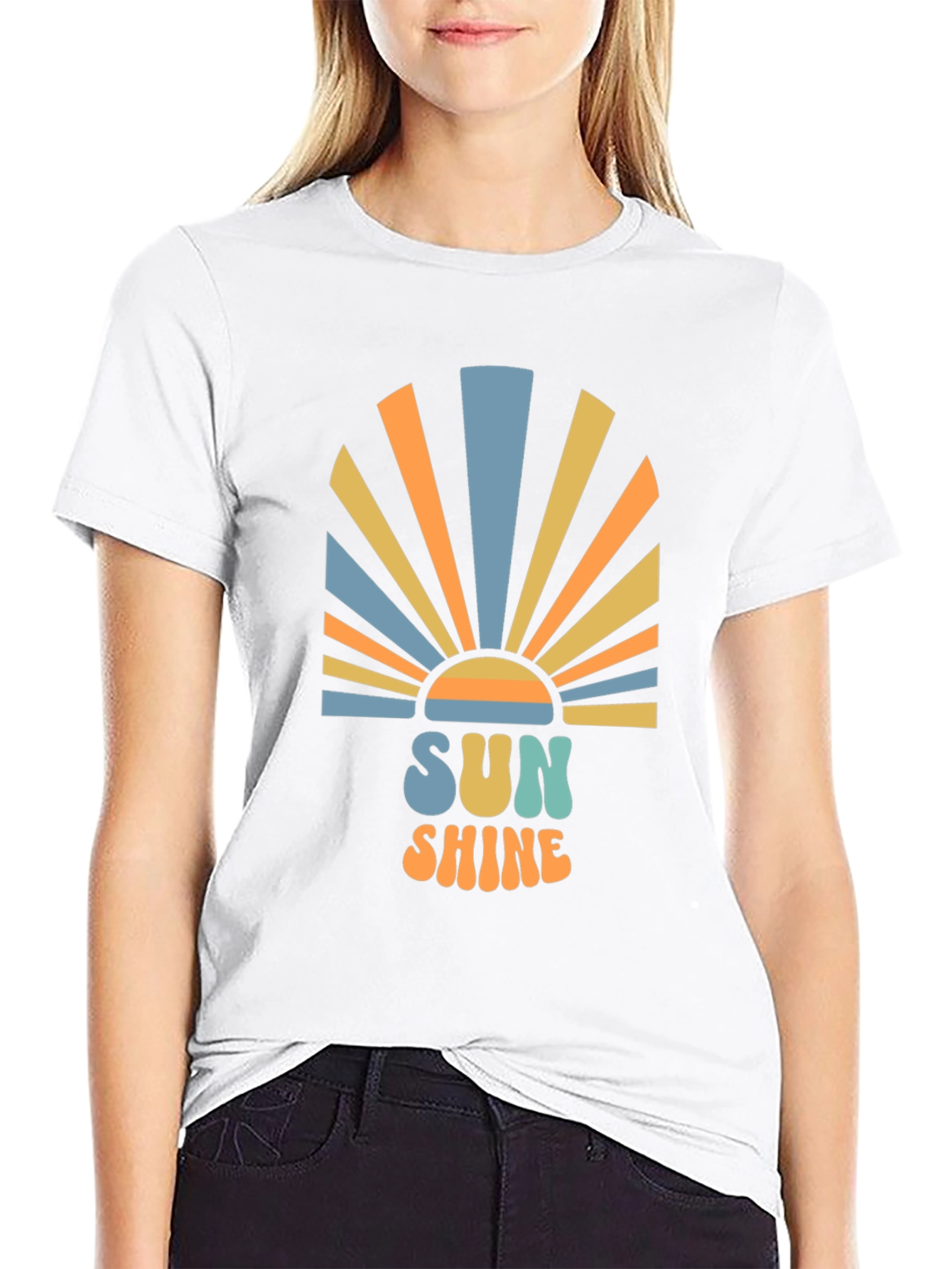 Retro Sunshine Graphic Black T-Shirt