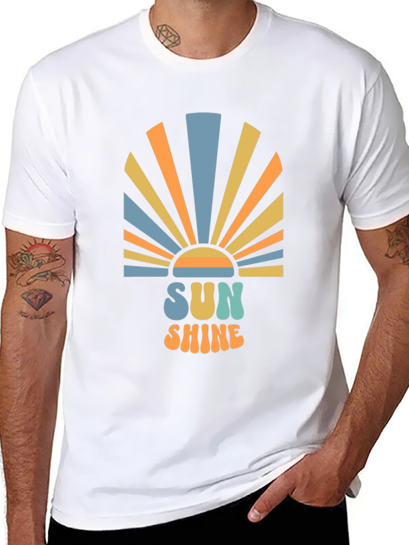 Retro Sunshine Graphic Black T-Shirt