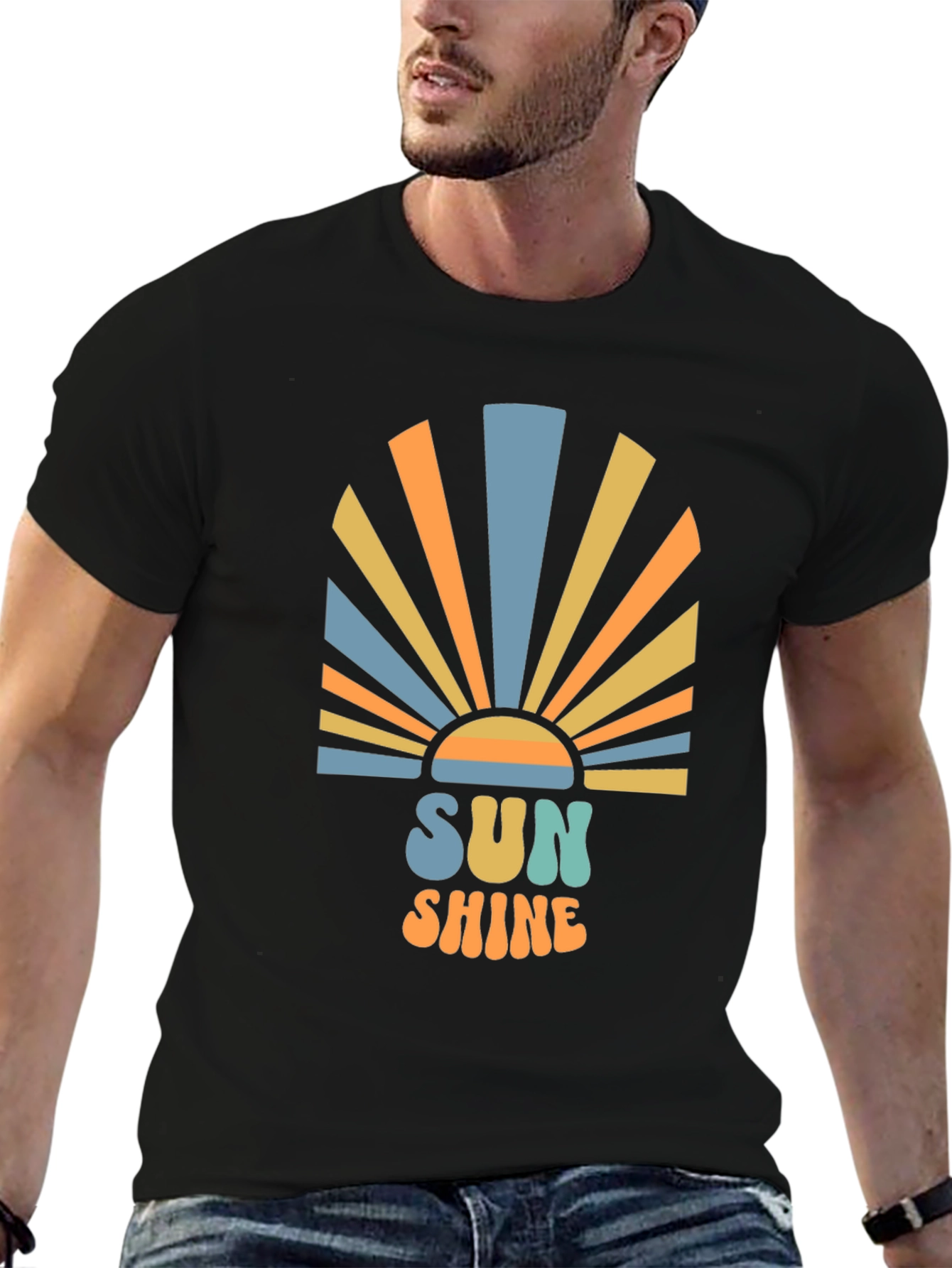 Retro Sunshine Graphic Black T-Shirt
