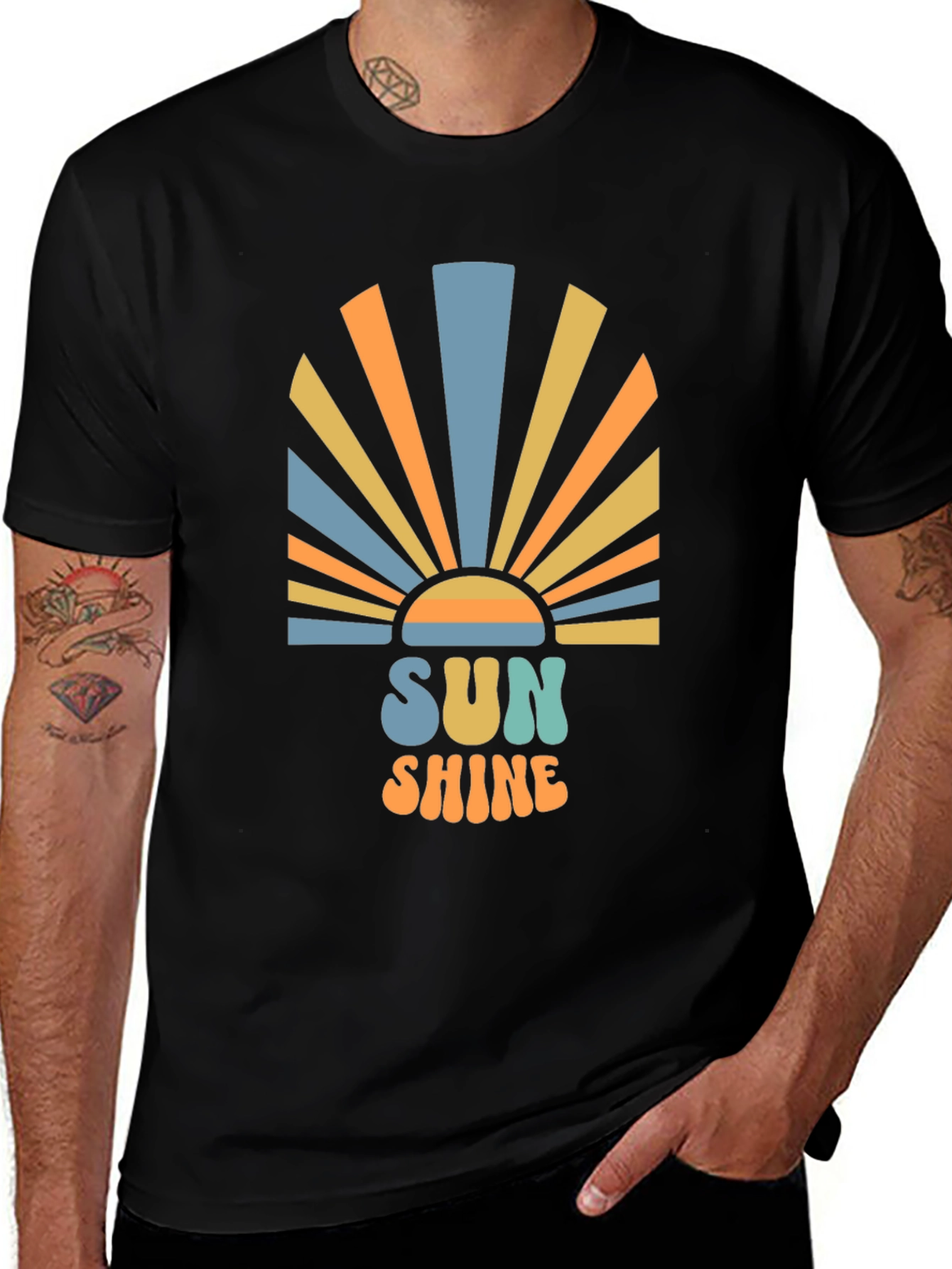 Retro Sunshine Graphic Black T-Shirt