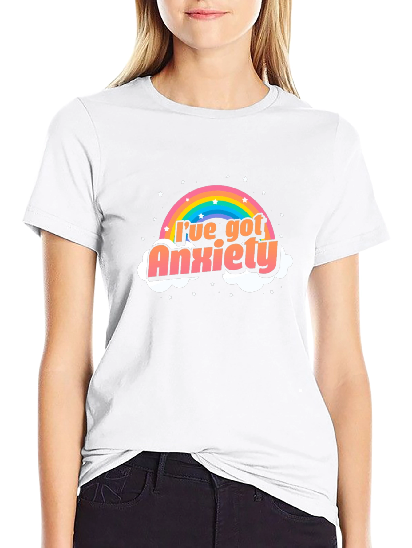 Anxiety Rainbow Graphic Black Tee Shirt