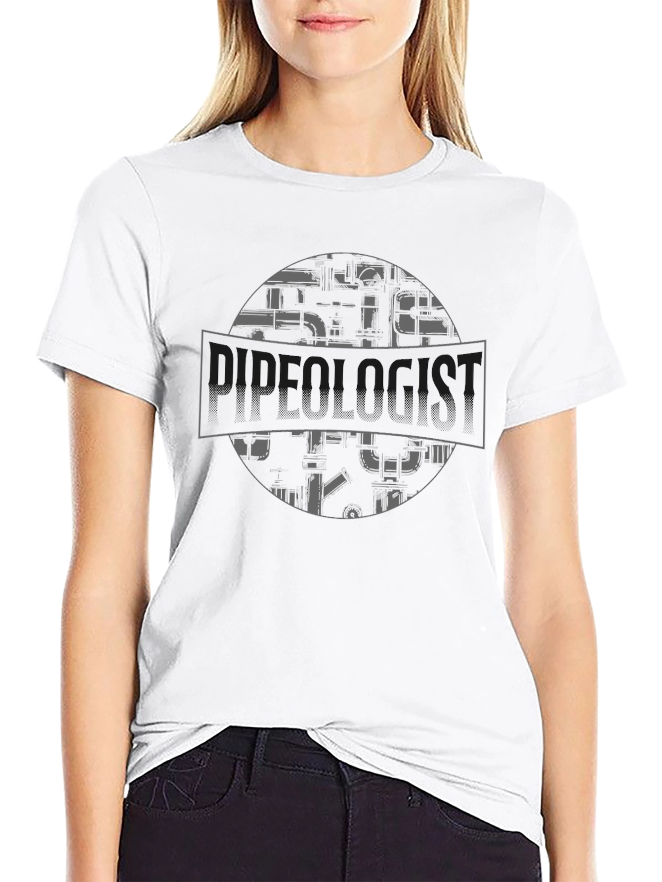 Plumber T-Shirt - Pipe Circle Graphic Tee - Black