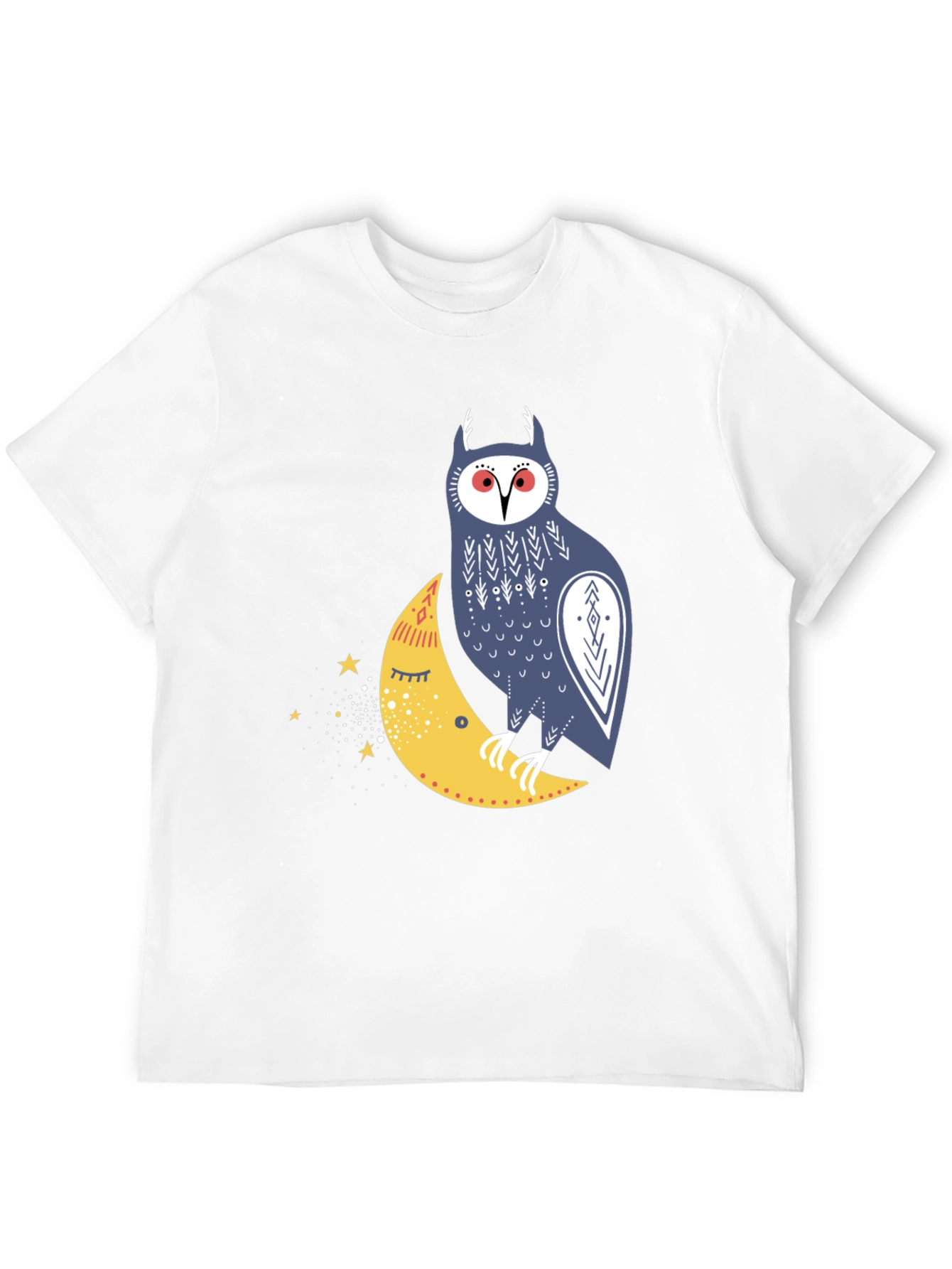 Owl on Moon Graphic T-Shirt - Black