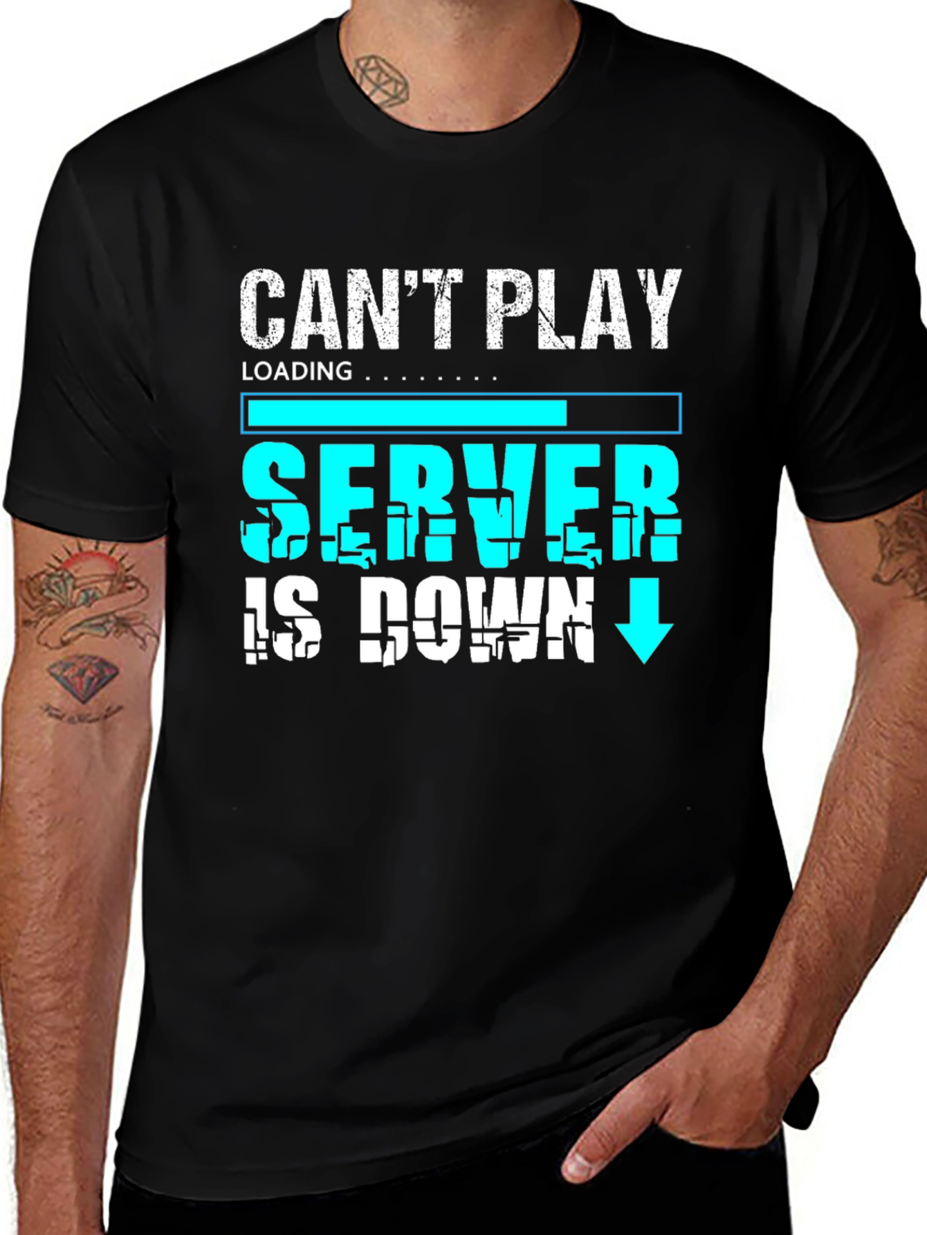 Cant Play Server Down Gamer Graphic Tee