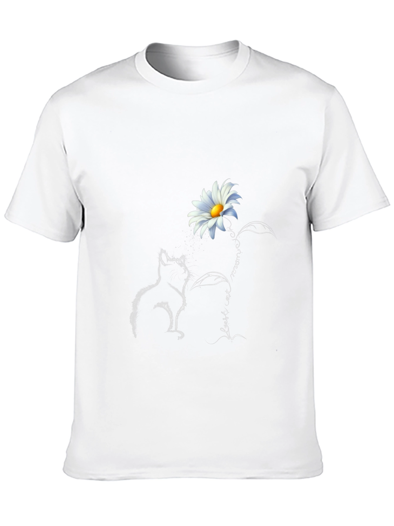 Daisy Cat Graphic Tee - Stylish Black T-Shirt