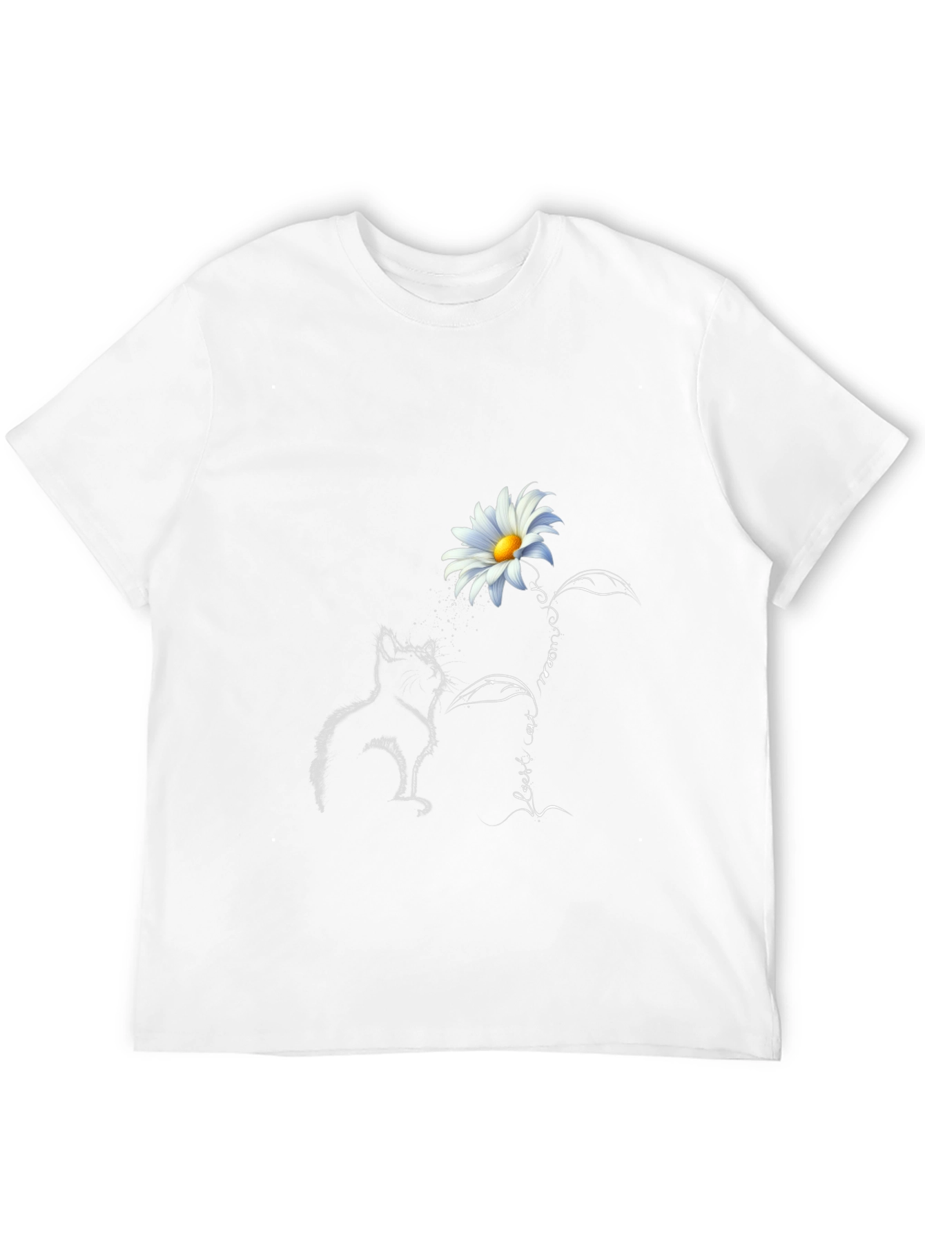 Daisy Cat Graphic Tee - Stylish Black T-Shirt