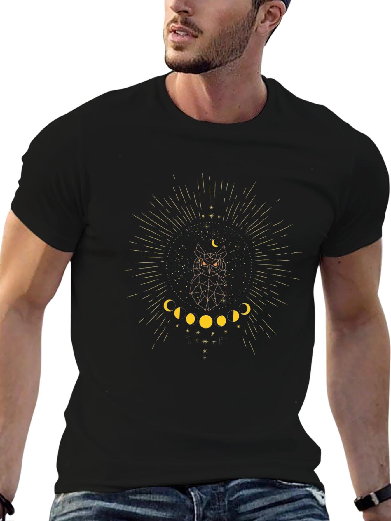 Celestial Owl Graphic Tee - Black