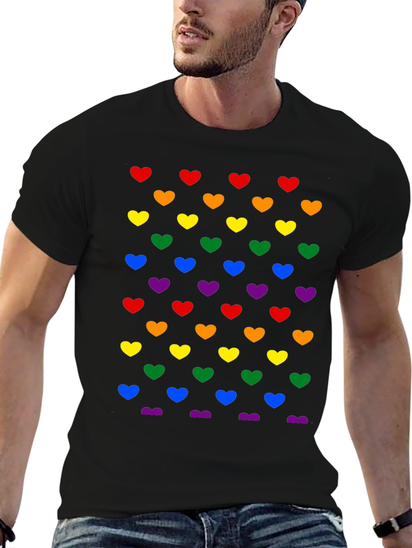 Rainbow Hearts Graphic Tee - Pride Shirt