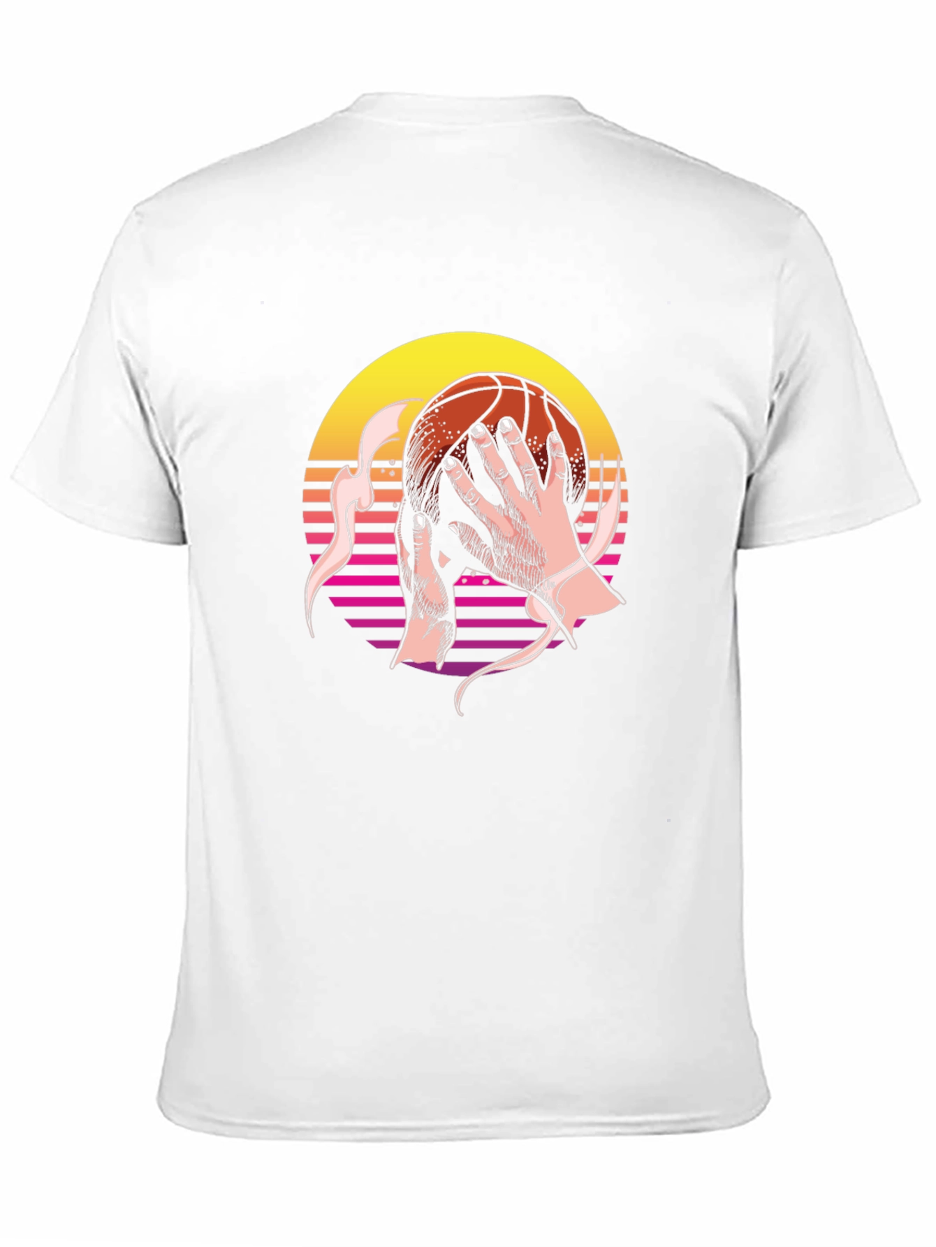 Retro Sunset Basketball Graphic Tee - Stylish Comfort