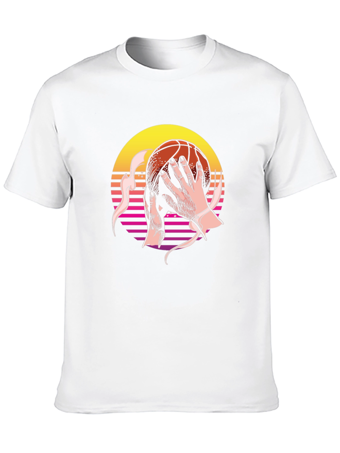 Retro Sunset Basketball Graphic Tee - Stylish Comfort
