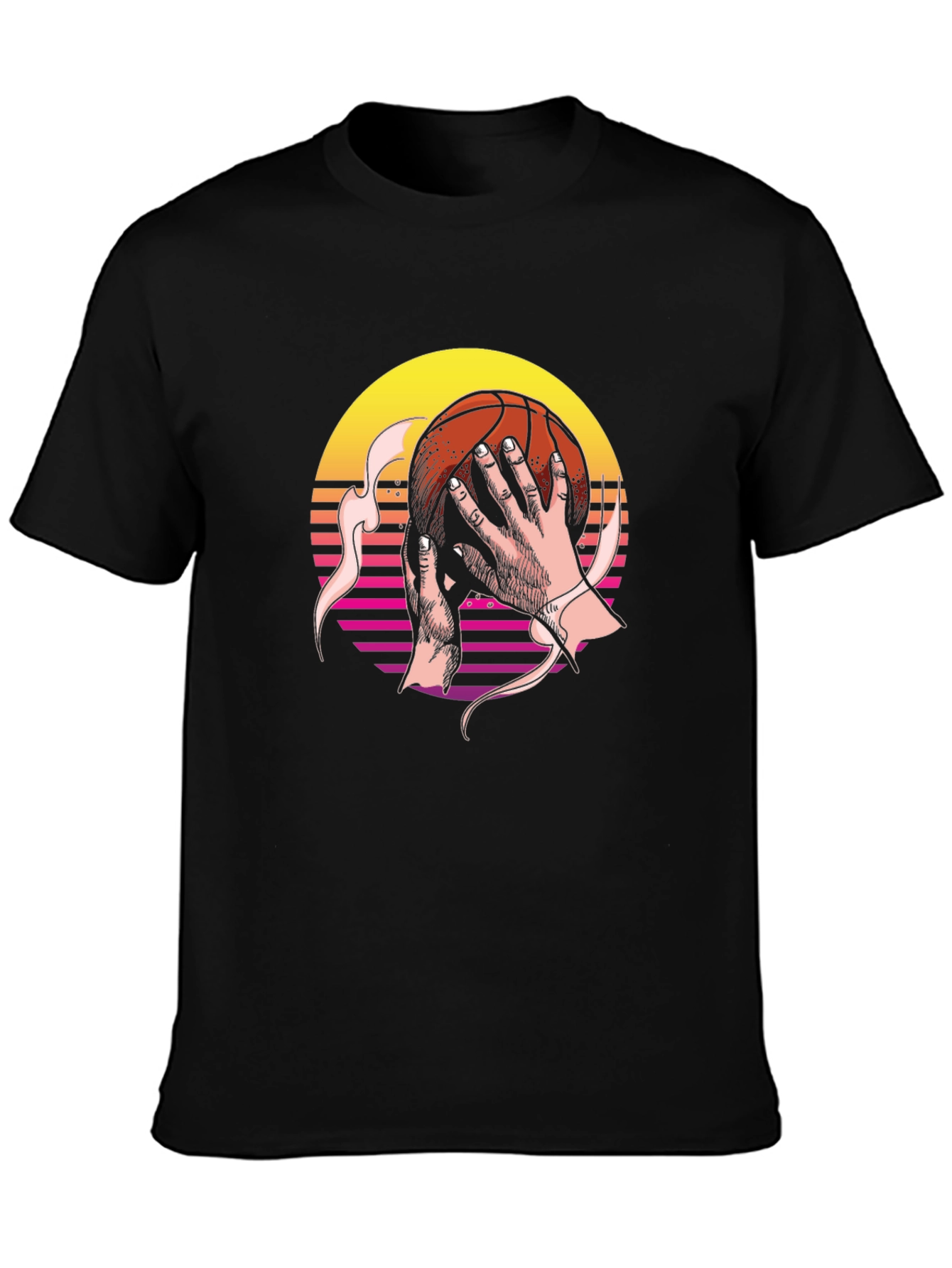 Retro Sunset Basketball Graphic Tee - Stylish Comfort
