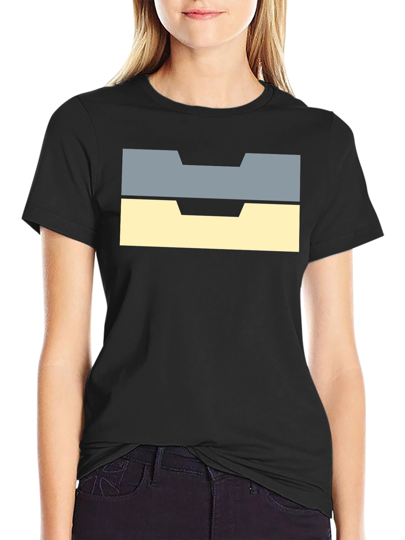 Unique Block Design Black T-Shirt