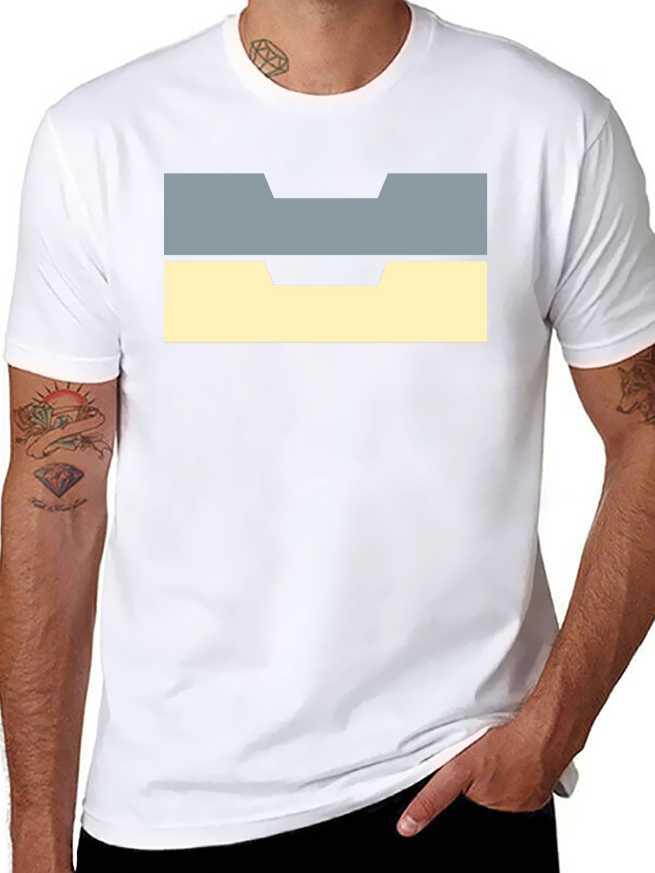 Unique Block Design Black T-Shirt