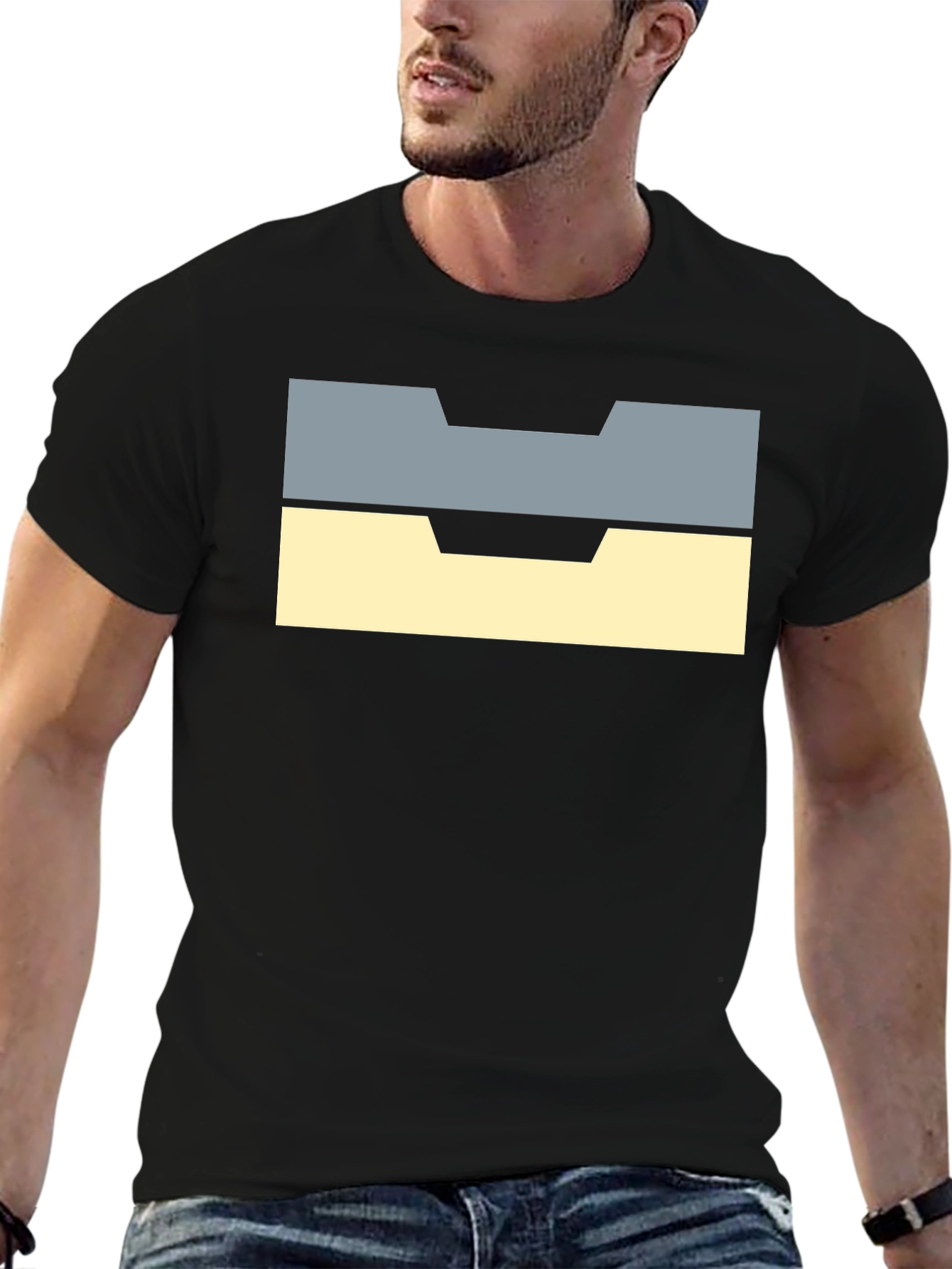 Unique Block Design Black T-Shirt