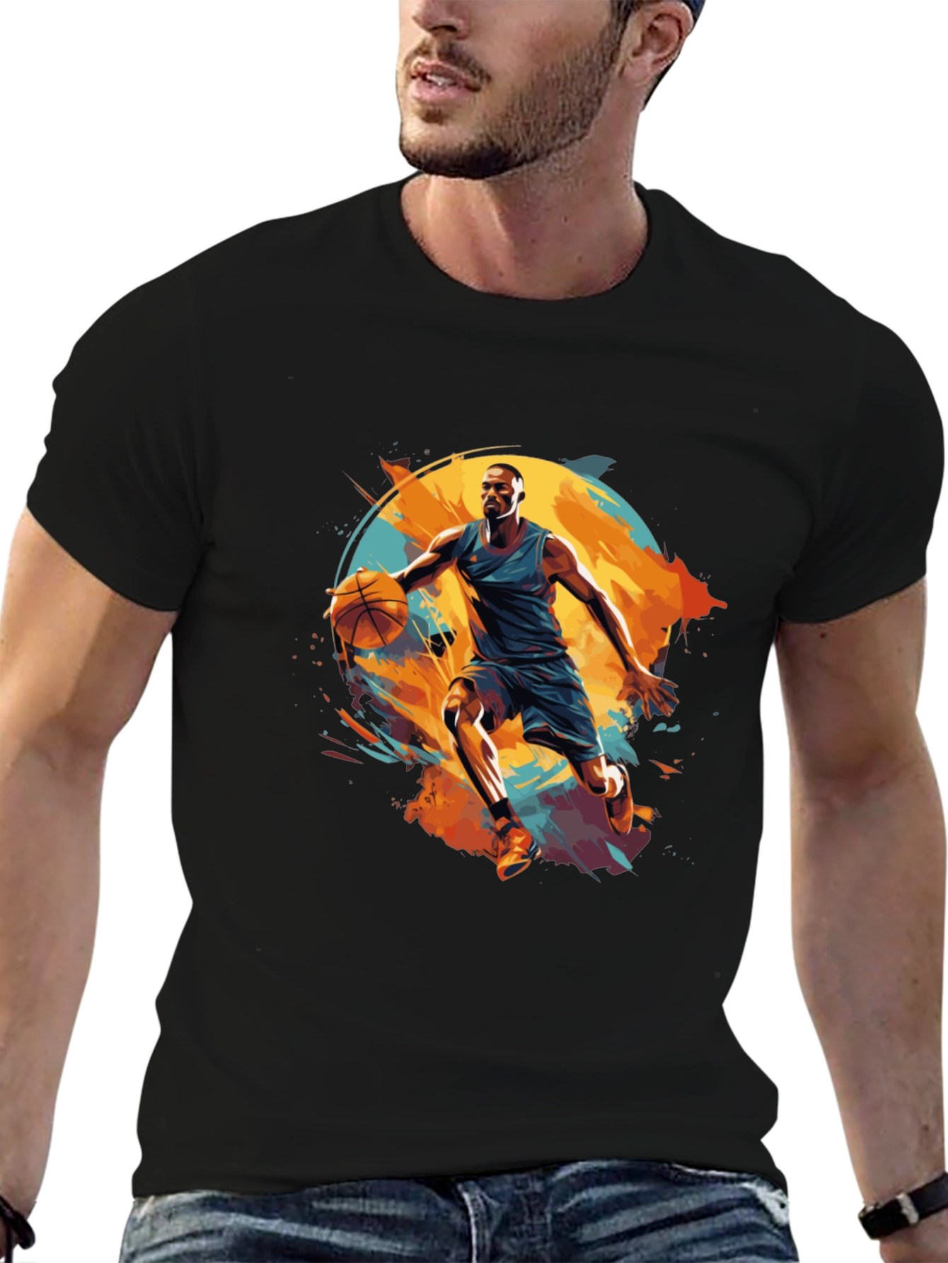 Basketball Player Graphic Black T-Shirt