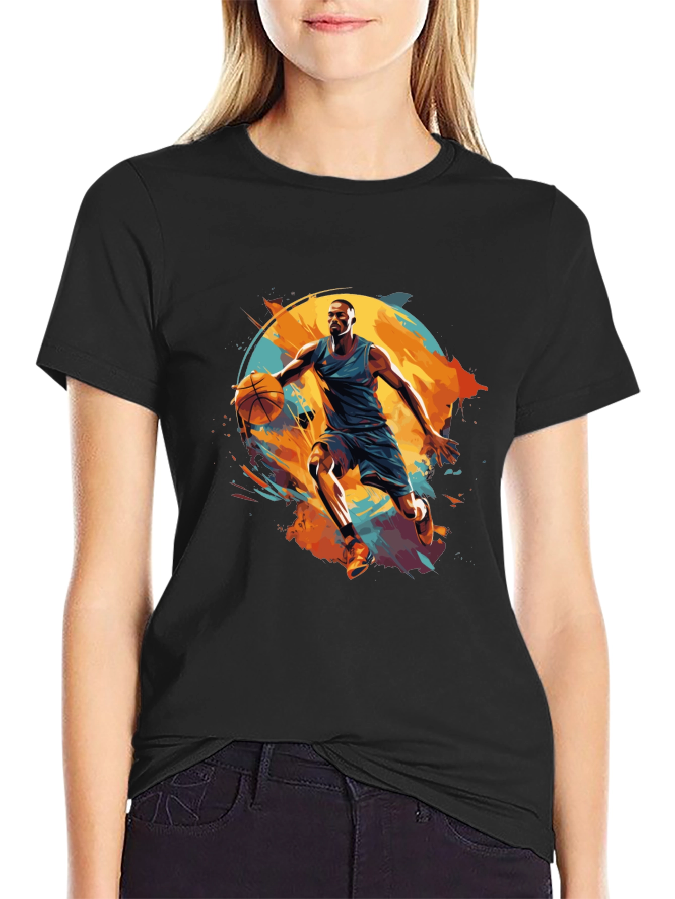 Basketball Player Graphic Black T-Shirt