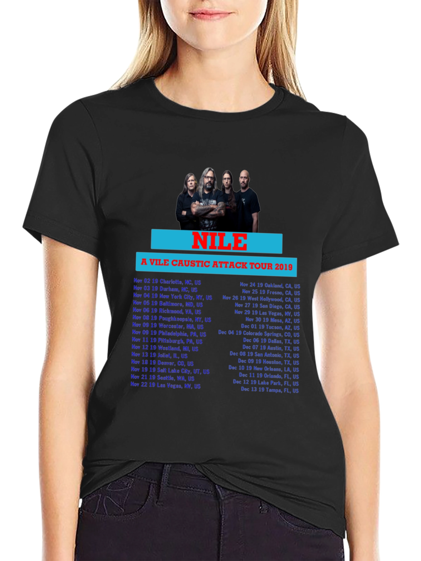 Nile A Vile Caustic Attack Tour 2019 Black T-Shirt