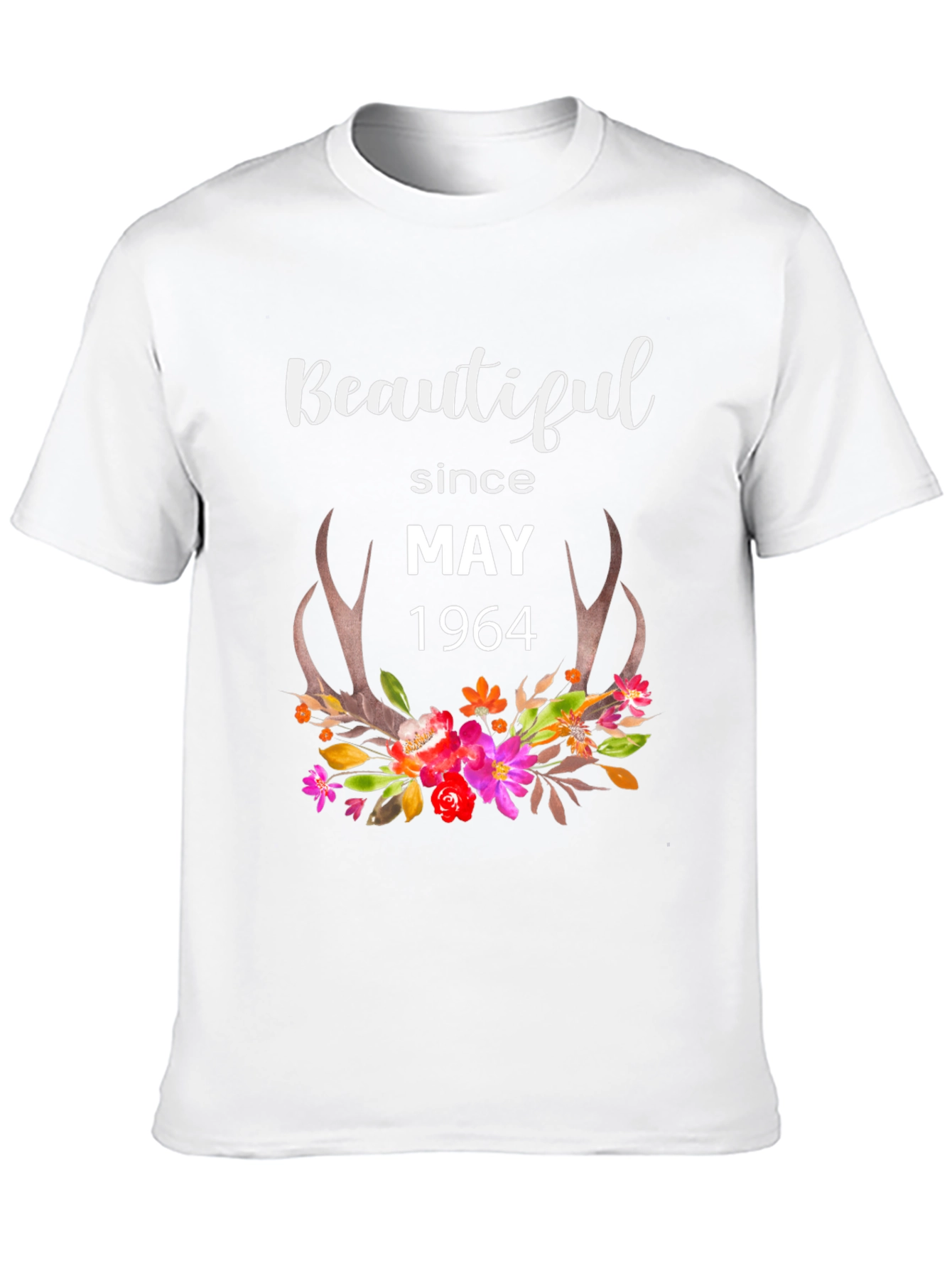 Beautiful Since May 1964 Floral Antler Graphic Tee