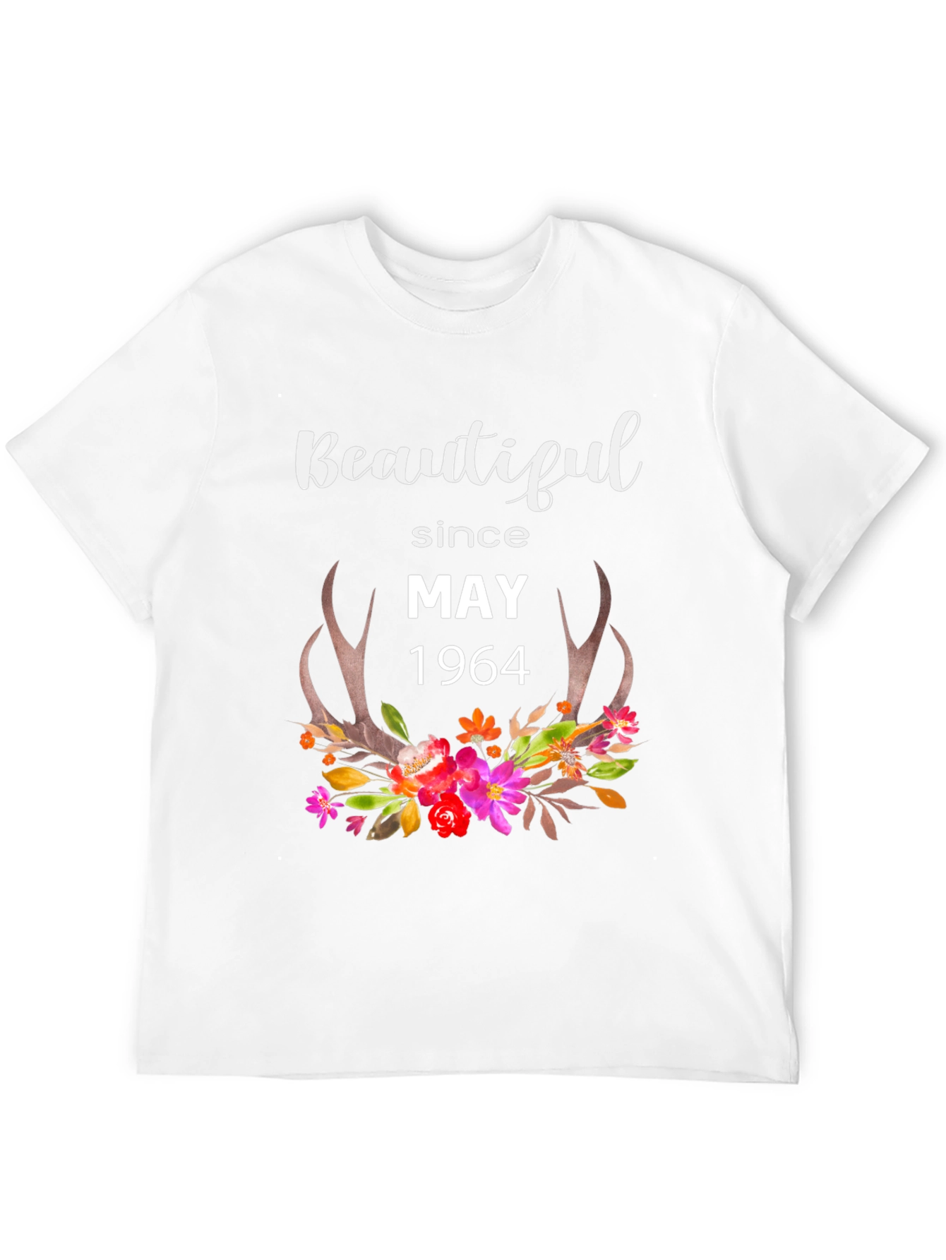 Beautiful Since May 1964 Floral Antler Graphic Tee