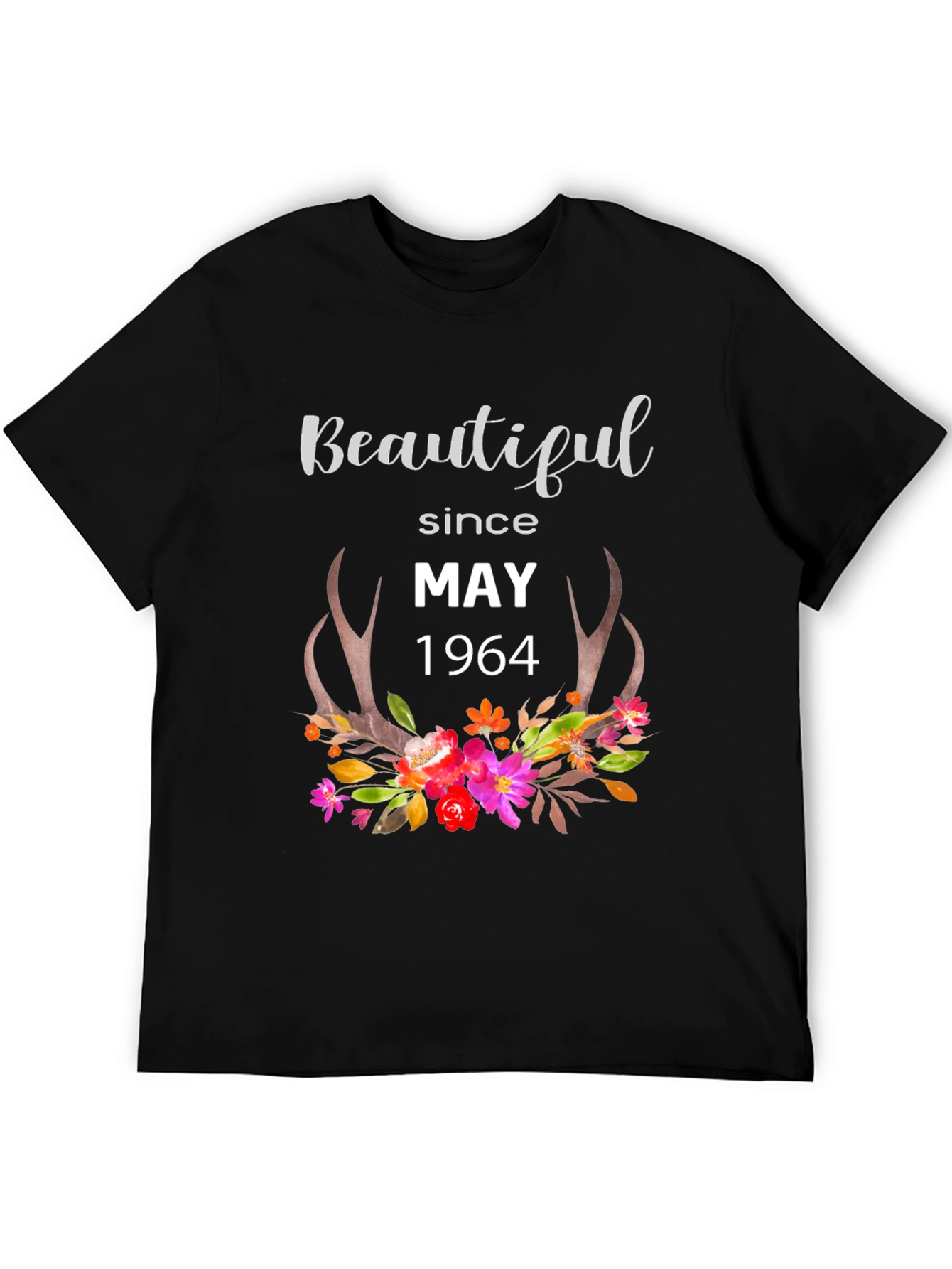 Beautiful Since May 1964 Floral Antler Graphic Tee