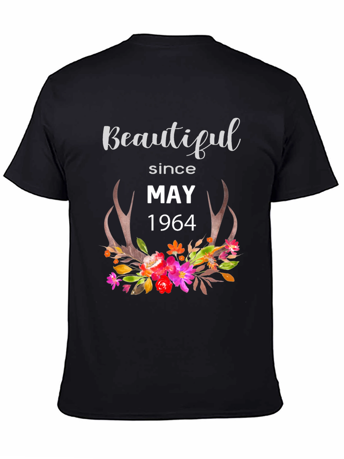 Beautiful Since May 1964 Floral Antler Graphic Tee