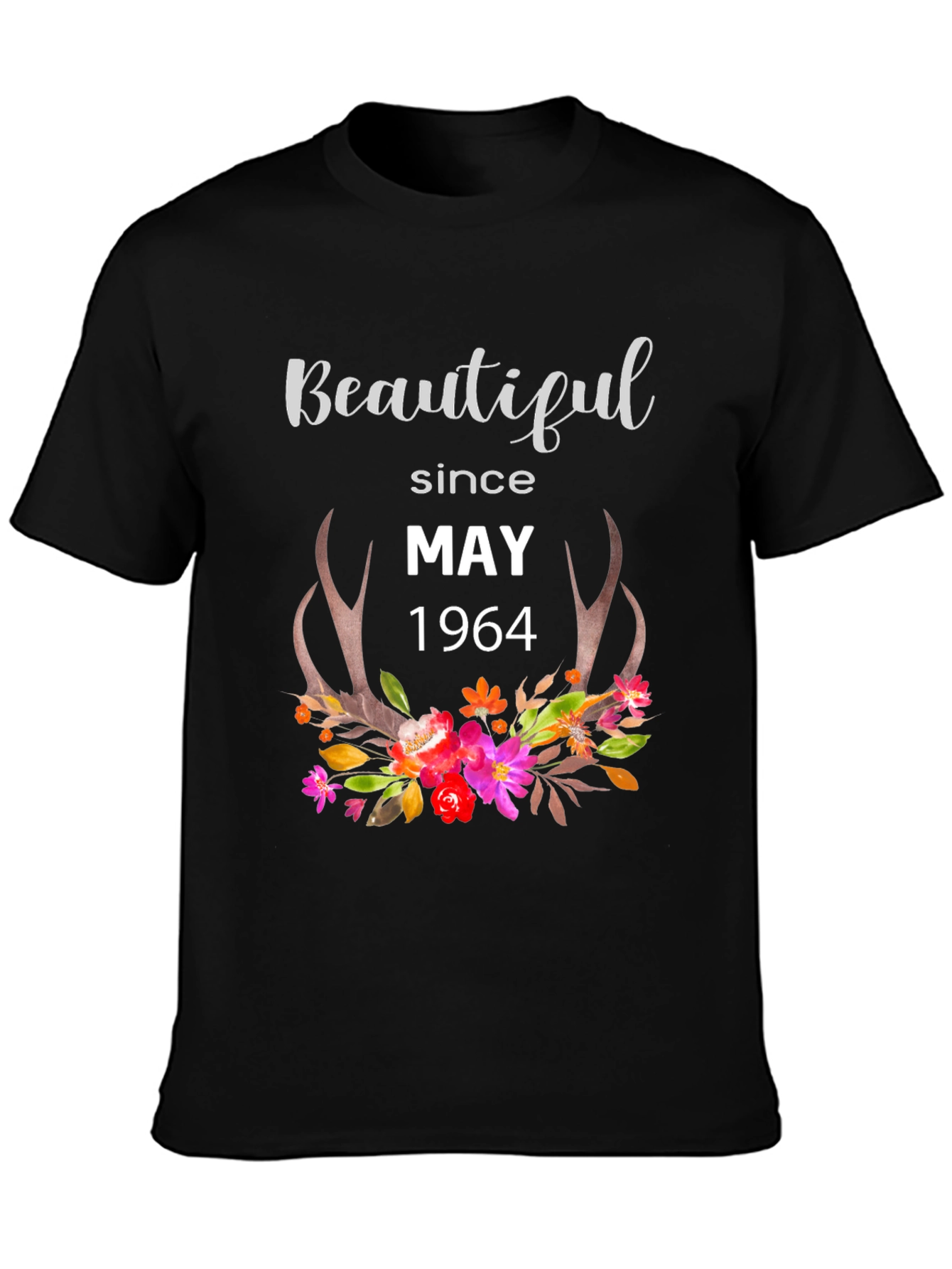 Beautiful Since May 1964 Floral Antler Graphic Tee