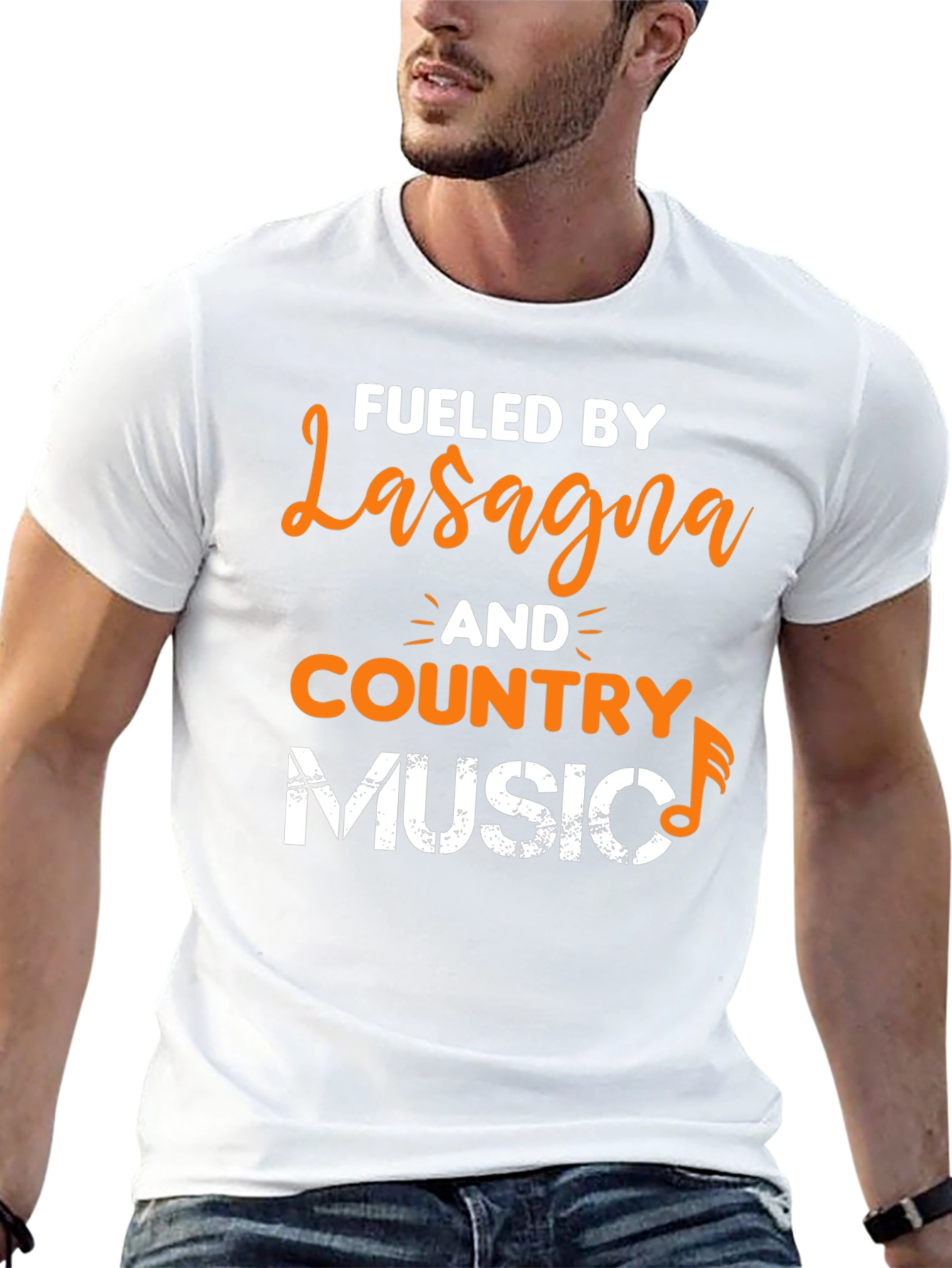 Fueled By Lasagna and Country Music Graphic T-Shirt