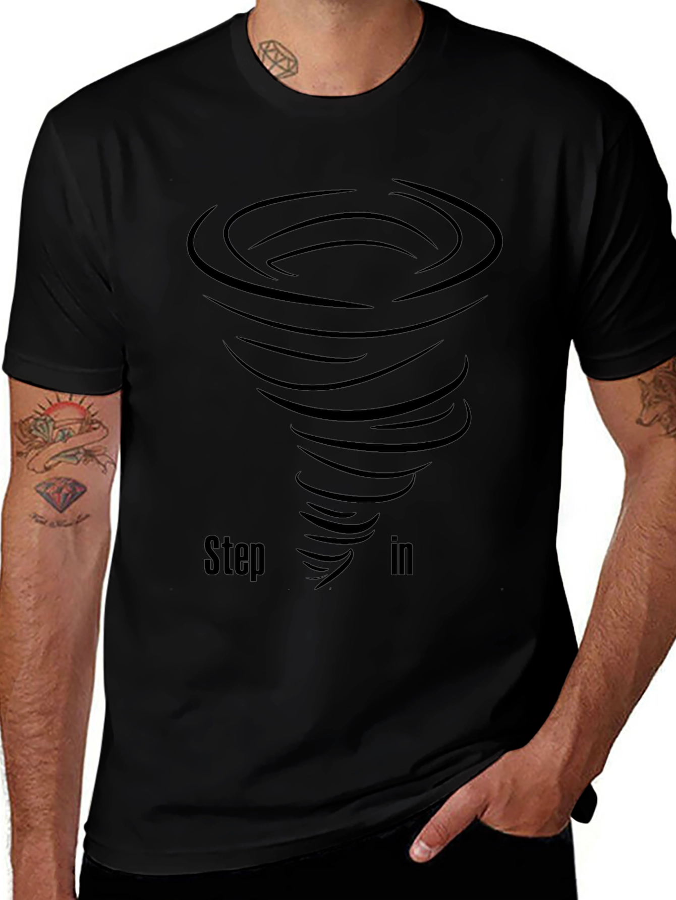 Step In Tornado Black Graphic T-Shirt