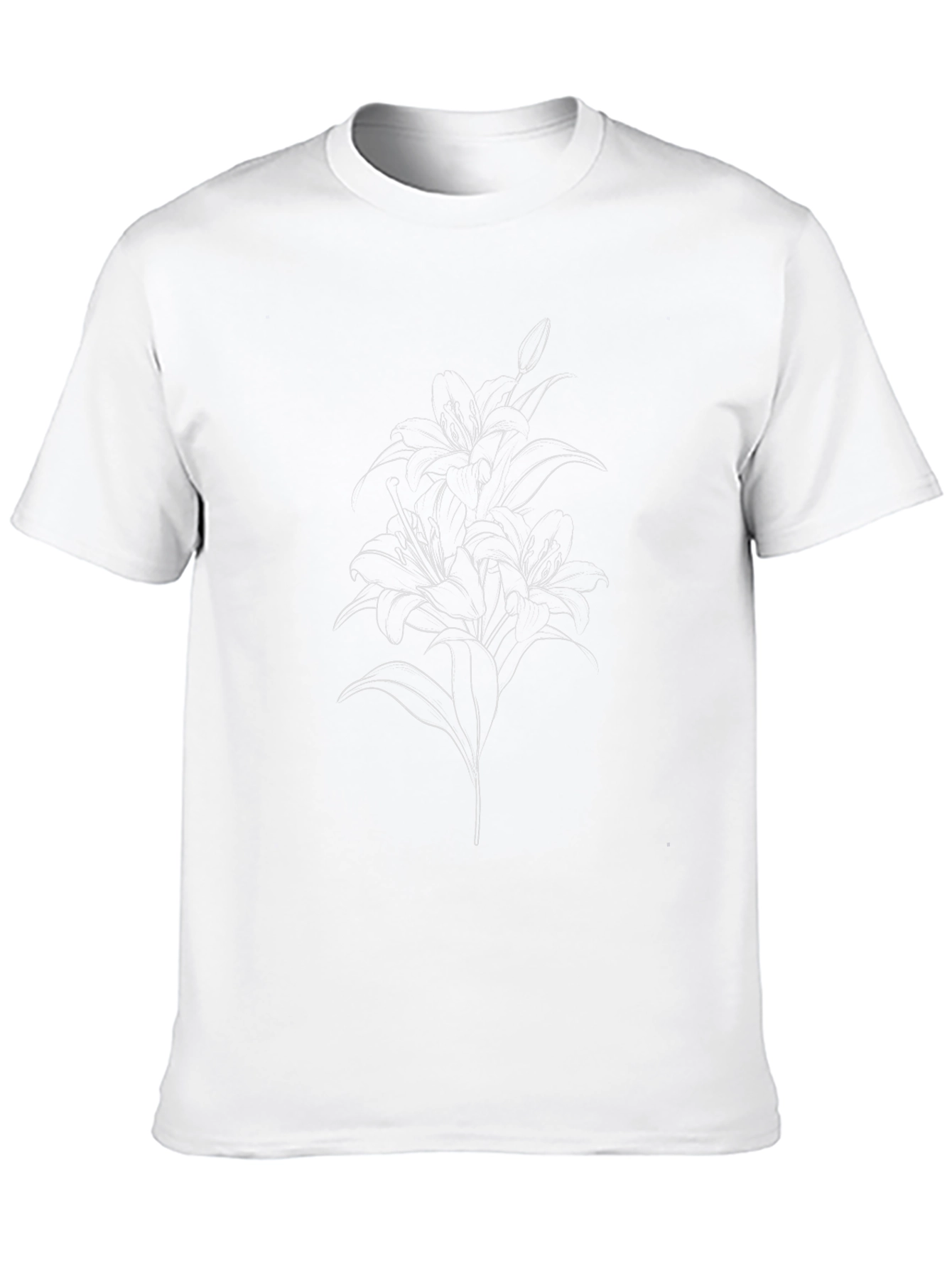 Black Lily Line Art T-Shirt