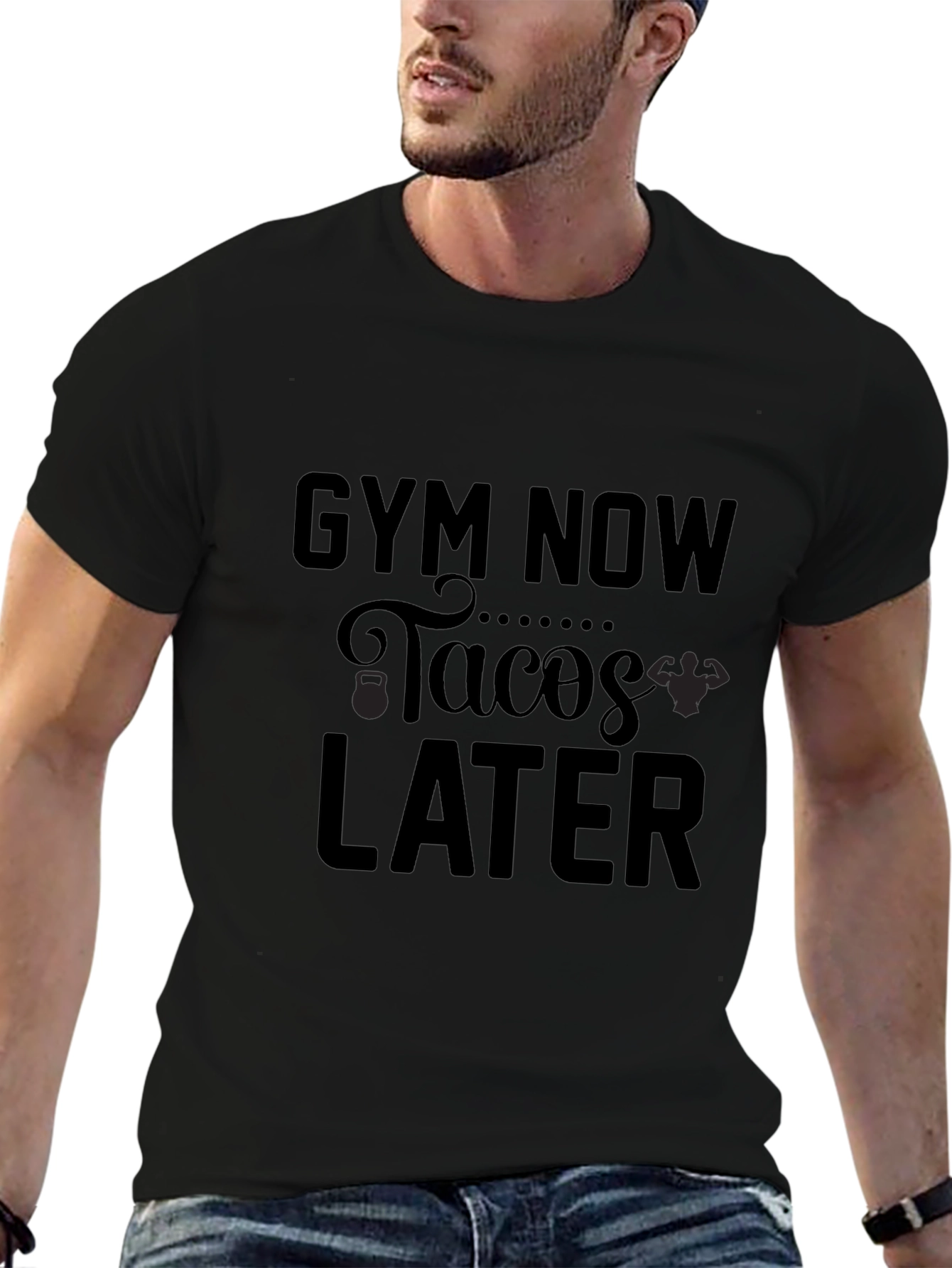 Gym Now Tacos Later Black Graphic Tee