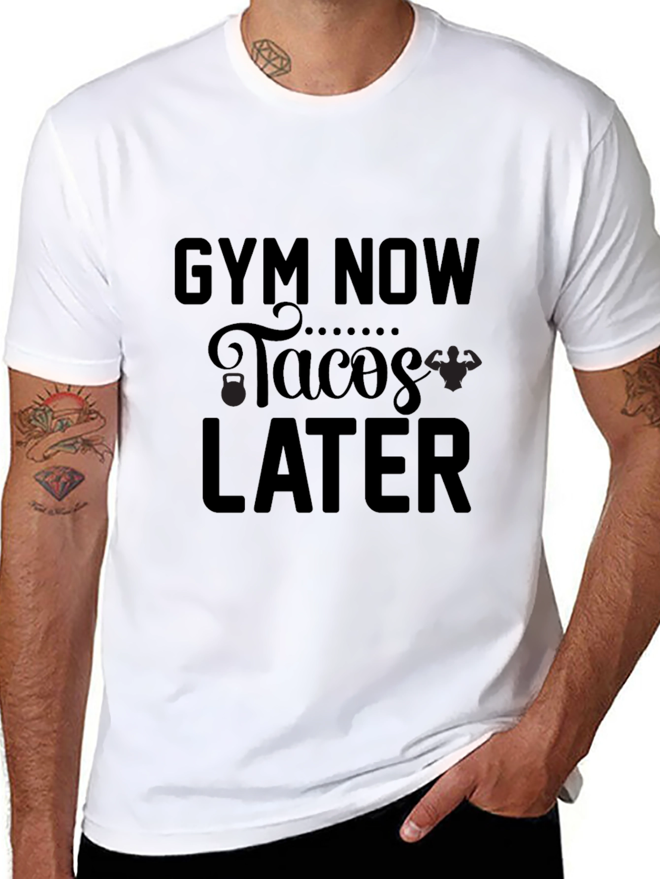 Gym Now Tacos Later Black Graphic Tee