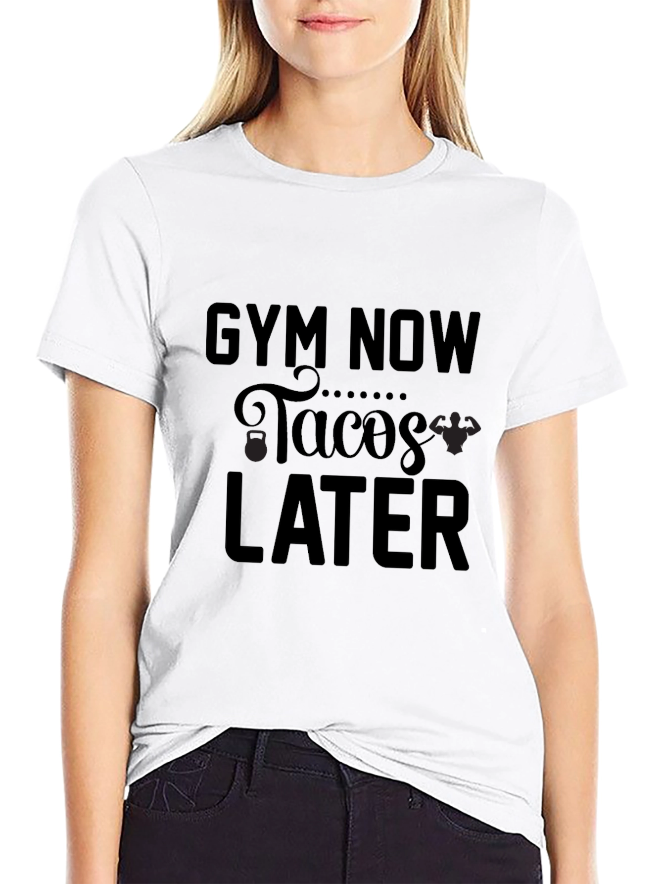 Gym Now Tacos Later Black Graphic Tee