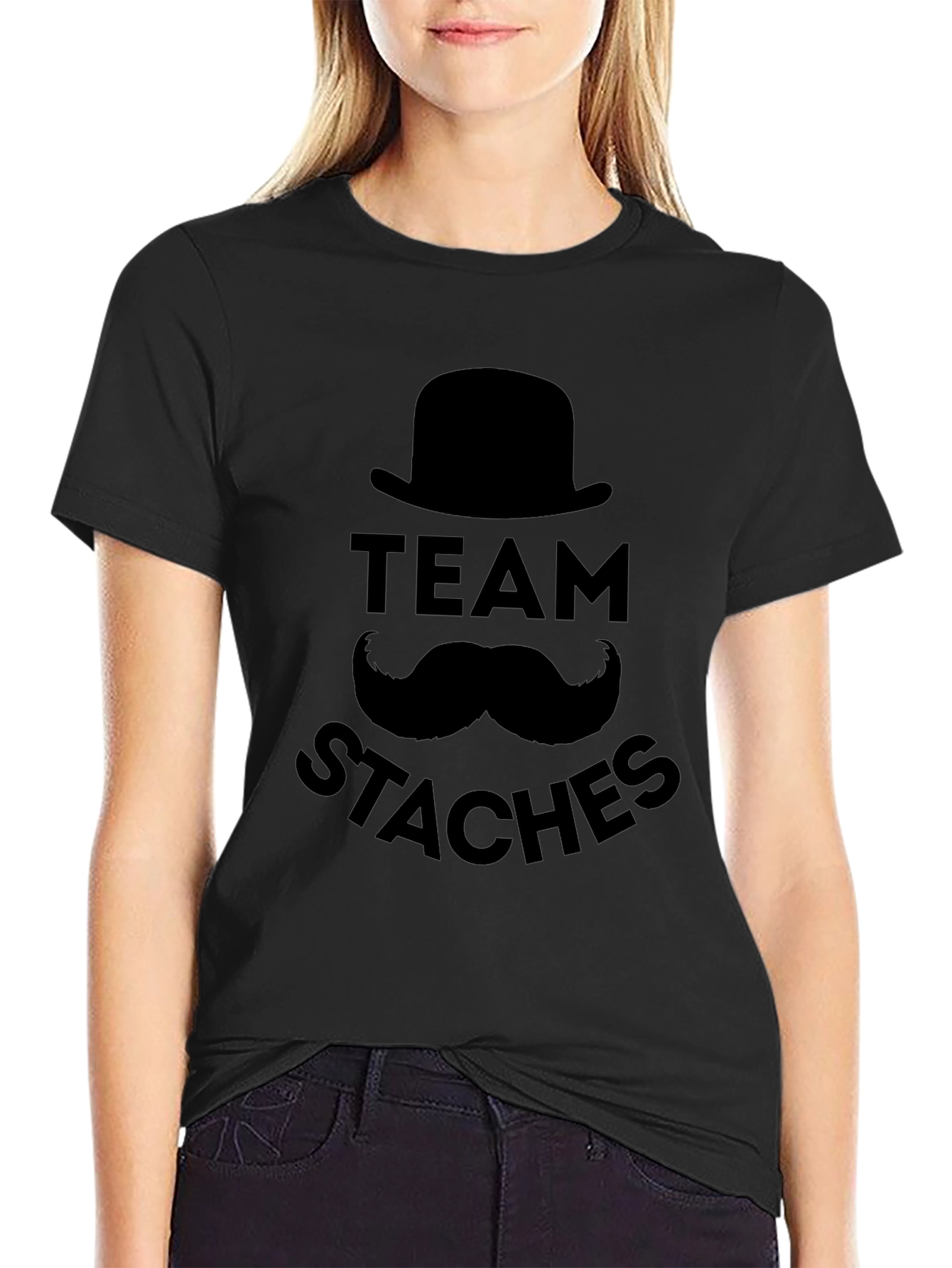 Team Staches Graphic Print Tee - Black