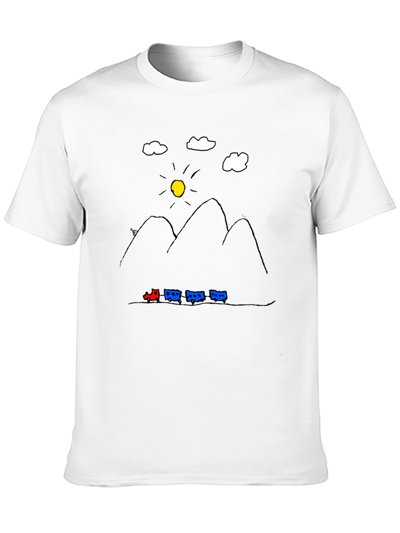 Mountain Train Tee - Quirky Graphic Black T-Shirt