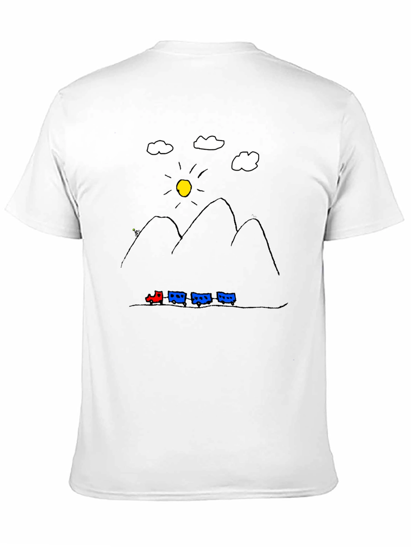Mountain Train Tee - Quirky Graphic Black T-Shirt
