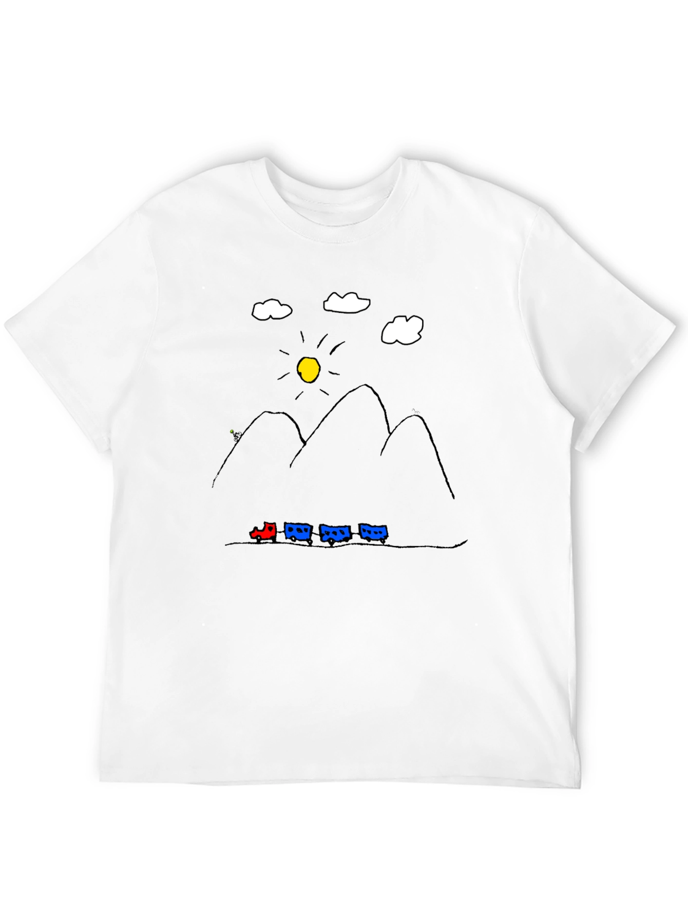 Mountain Train Tee - Quirky Graphic Black T-Shirt