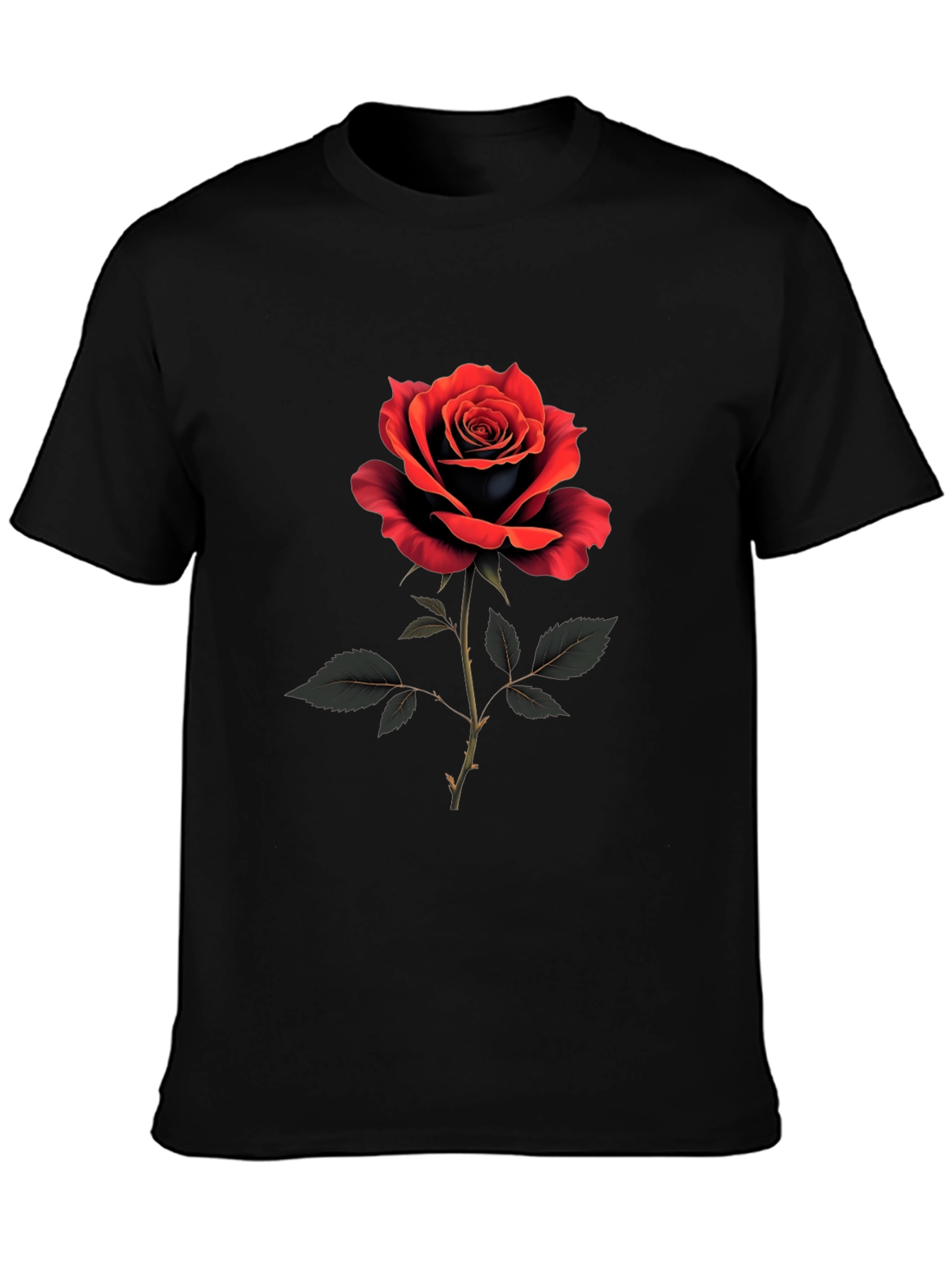 Rose Graphic Print Crew Neck T-Shirt